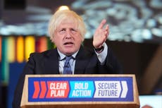 General election latest: Boris Johnson’s warning over Labour majority in surprise speech at Conservative rally