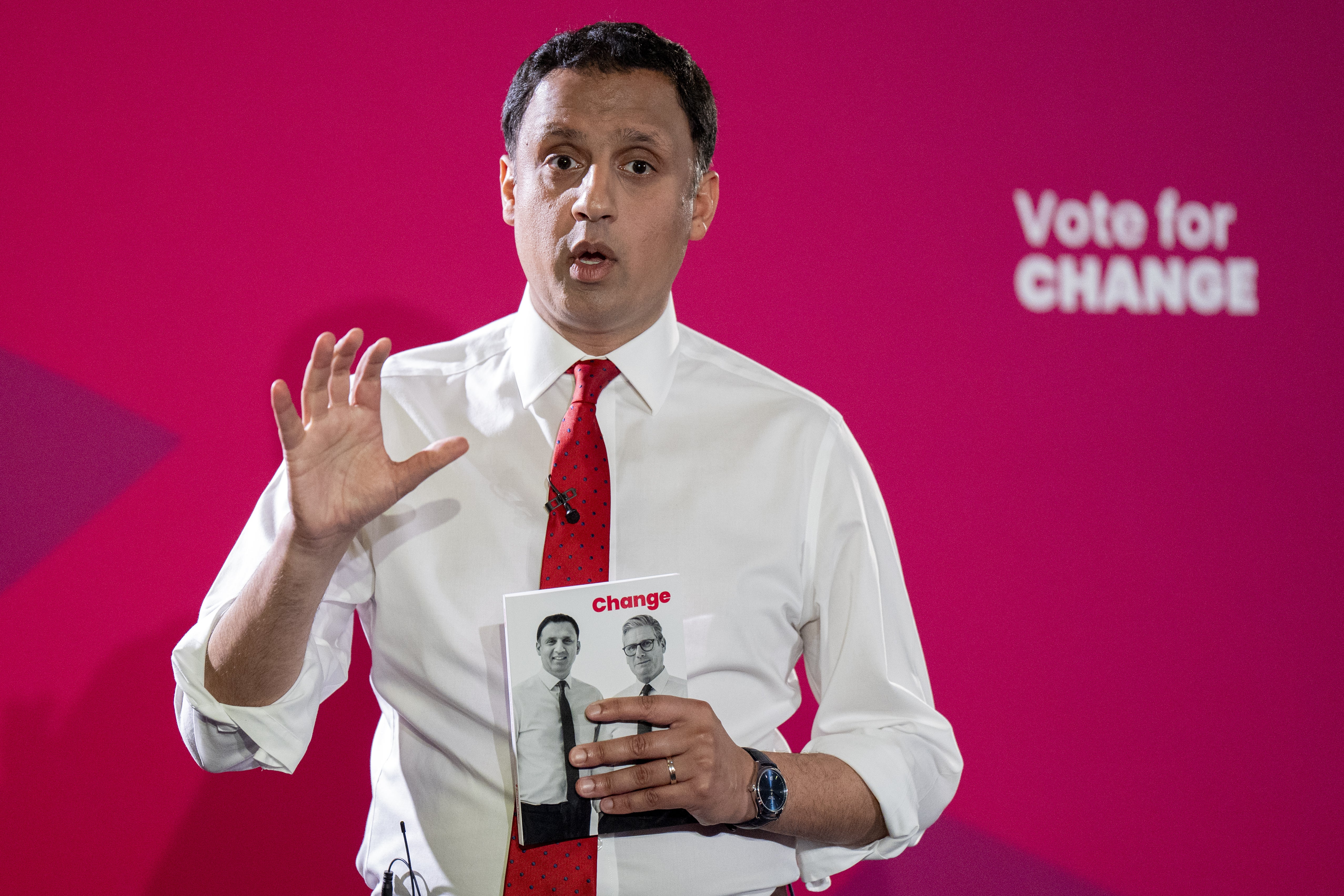 The campaign between the SNP and Scottish Labour under Anas Sarwar, pictured, is one of ‘genuine, competing visions of the future’, Swinney will say (Jane Barlow/PA)