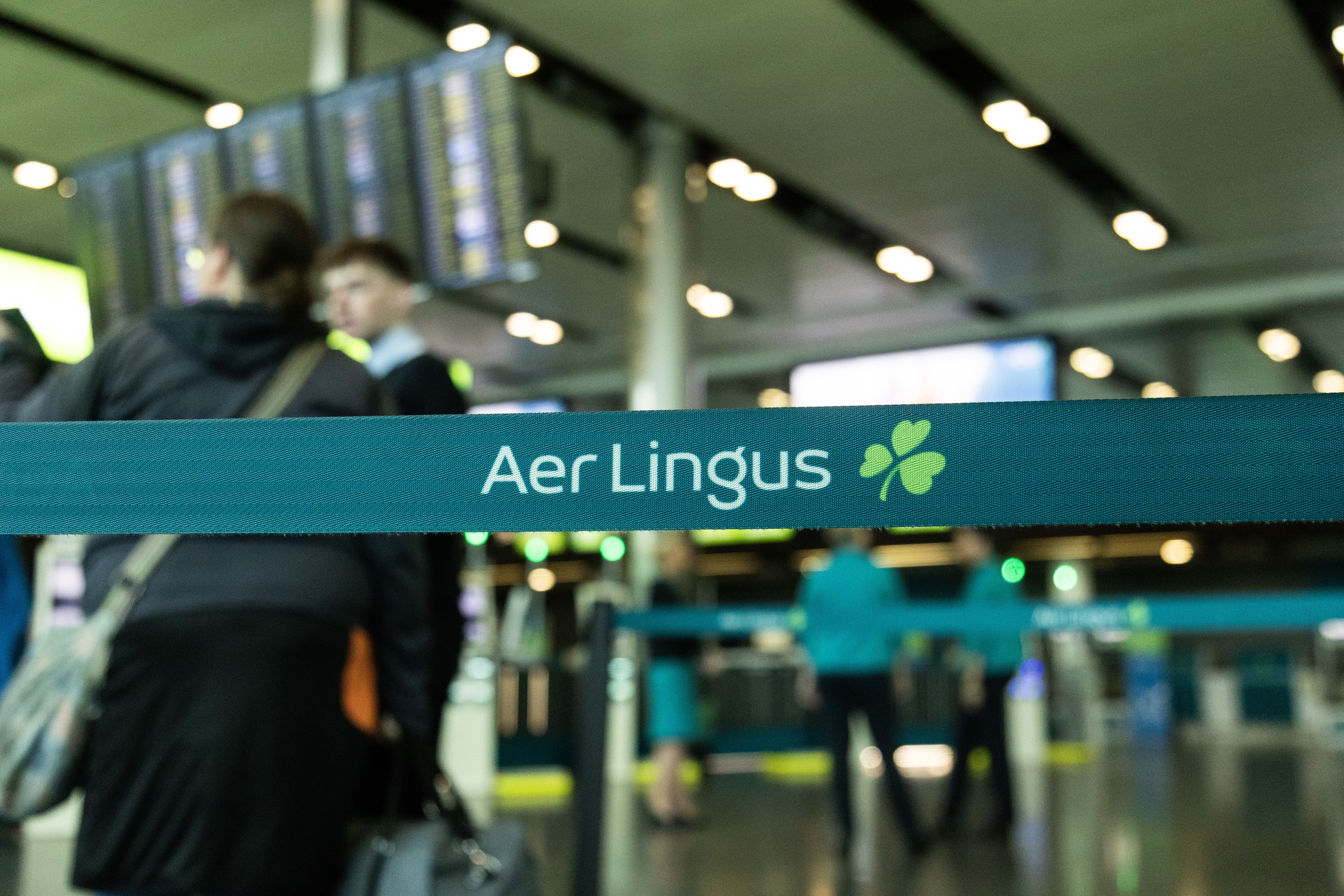 Empty Aer Lingus Check-in Desk area at Dublin Airport (PA)