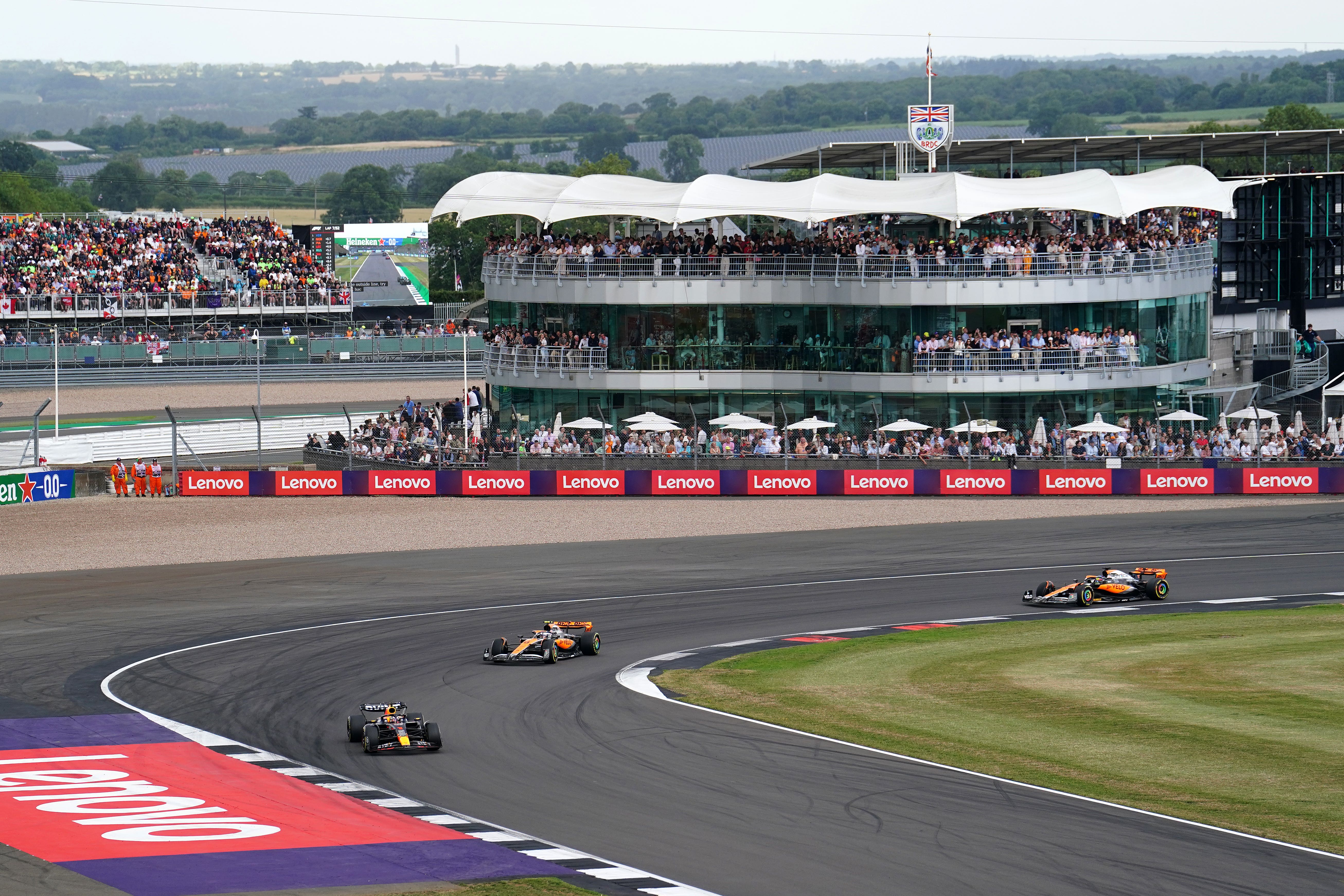 Lando Norris races in the British Grand Prix (David Davies/PA)