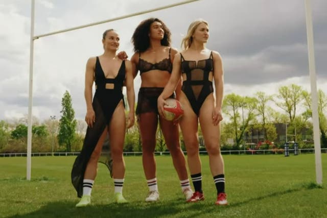 <p>Three international rugby players are part of Bluebella’s campaign </p>