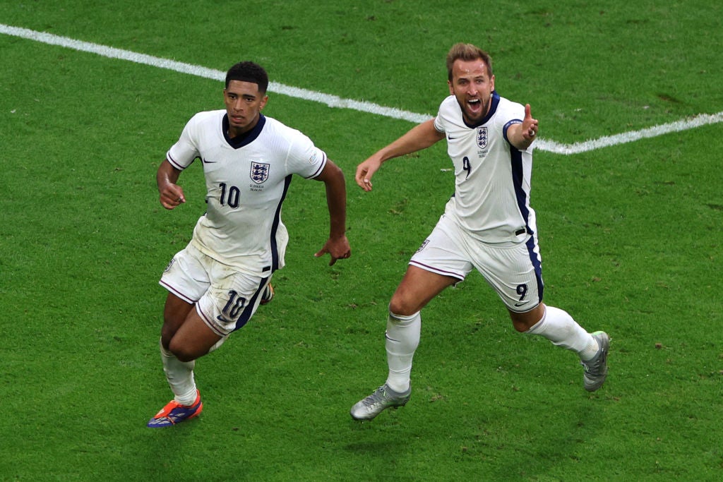 Jude Bellingham (left) and Harry Kane scored England’s goals against Slovakia