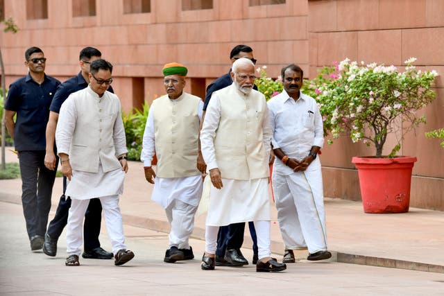 <p>Narendra Modi arrives for the opening of the first session of India’s new parliament in New Delhi</p>
