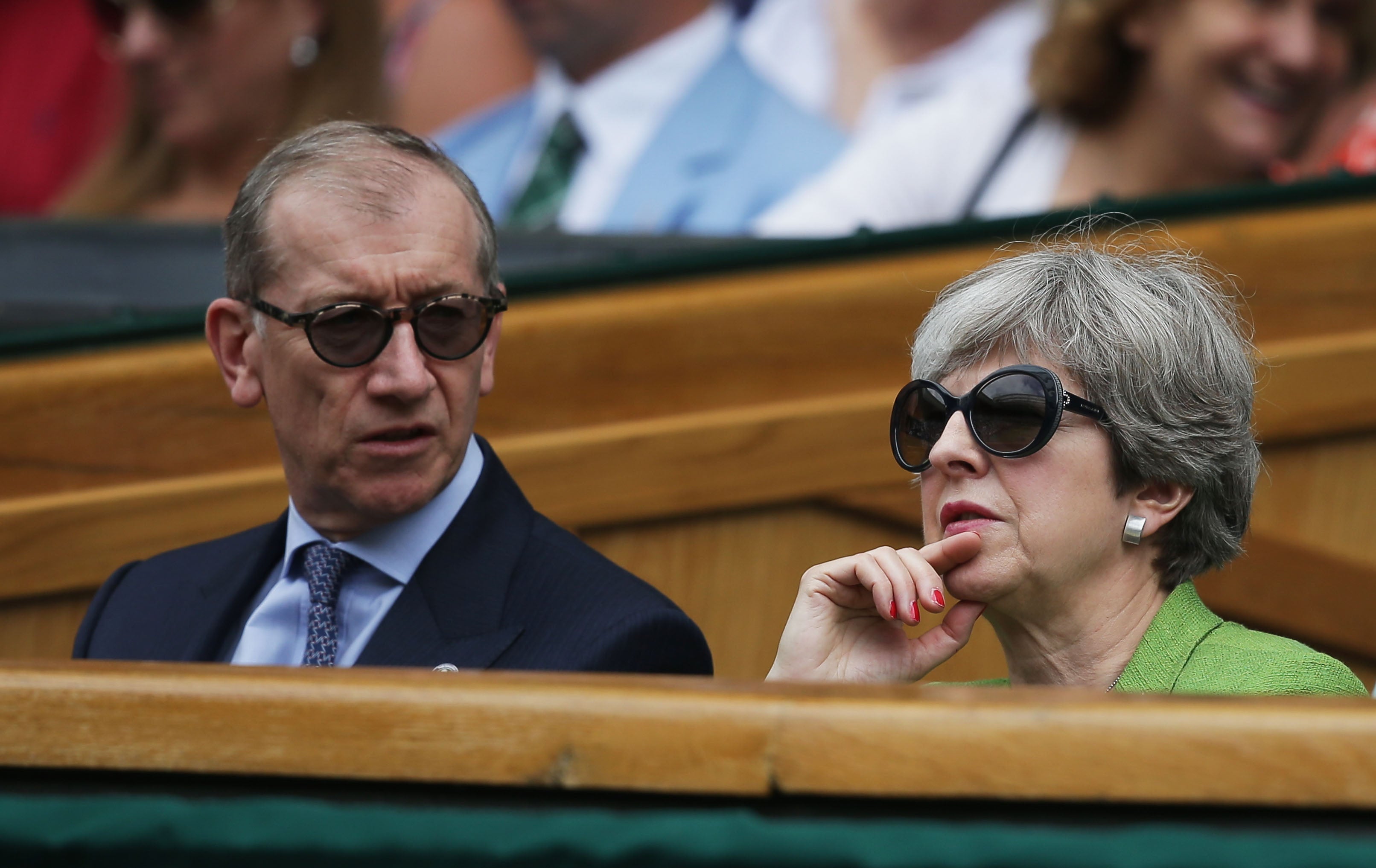 Prime Minister Theresa May and her husband Prince Philip at Wimbledon in 2024