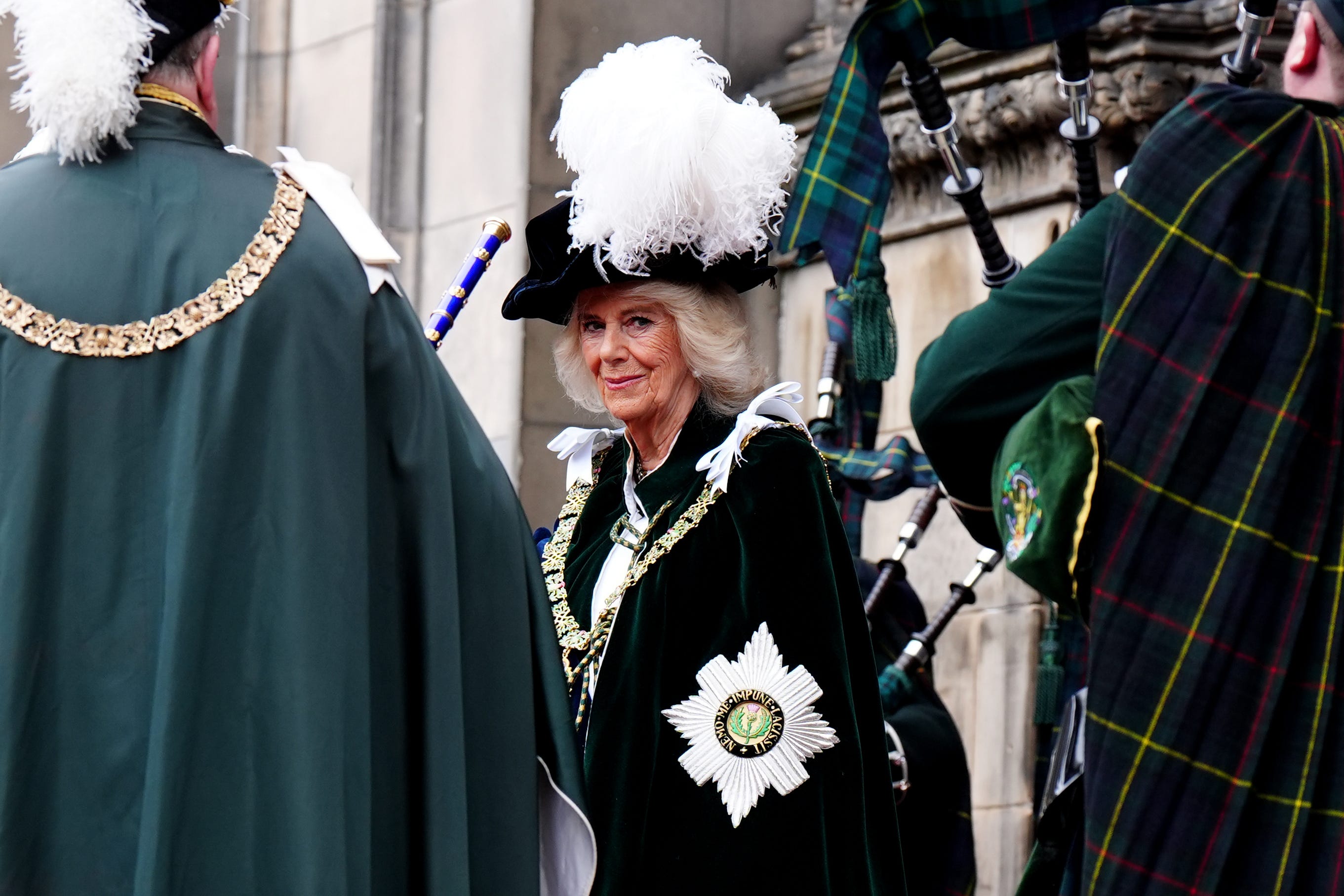 The Queen leaving the Order of the Thistle service at St Giles’ Cathedral in Edinburgh (Andrew Milligan/PA)