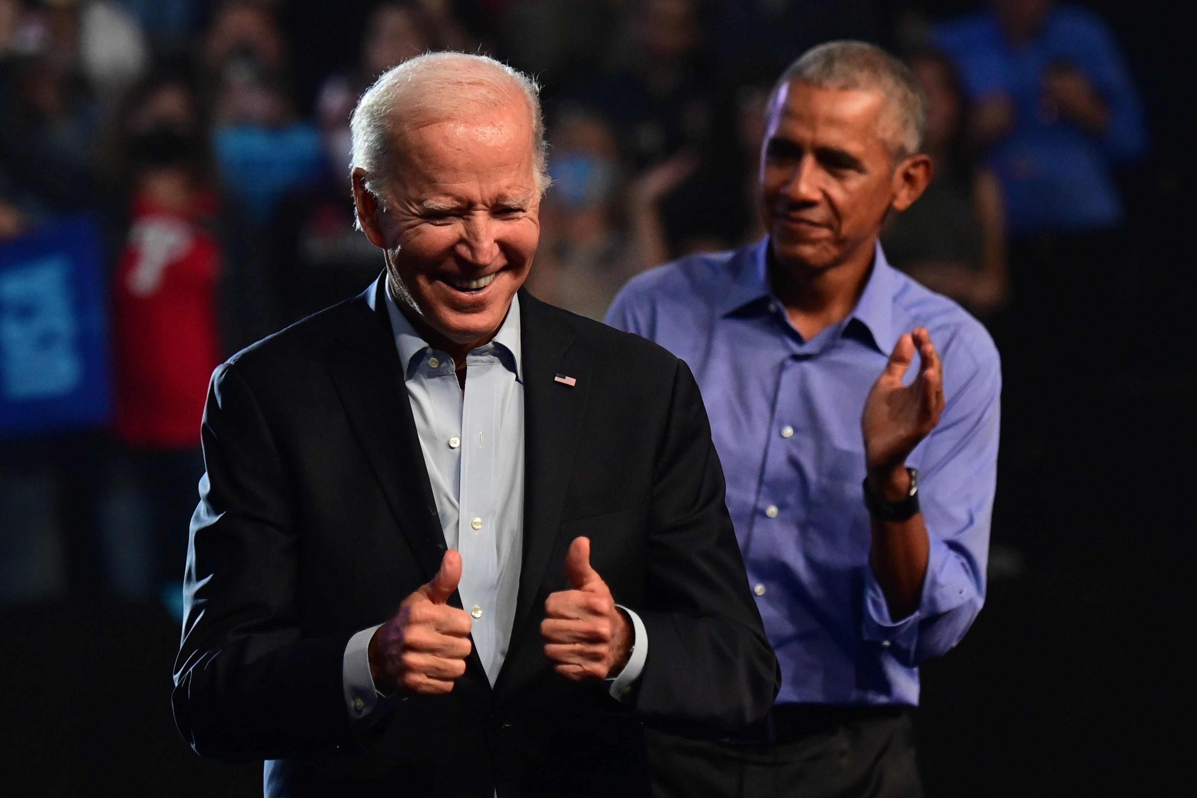 Joe Biden and Barack Obama pictured on November 5, 2022 in Philadelphia, Pennsylvania. Obama has privately raised concerns about Biden ’s path to re-election after his shaky debate performance, according to a new report