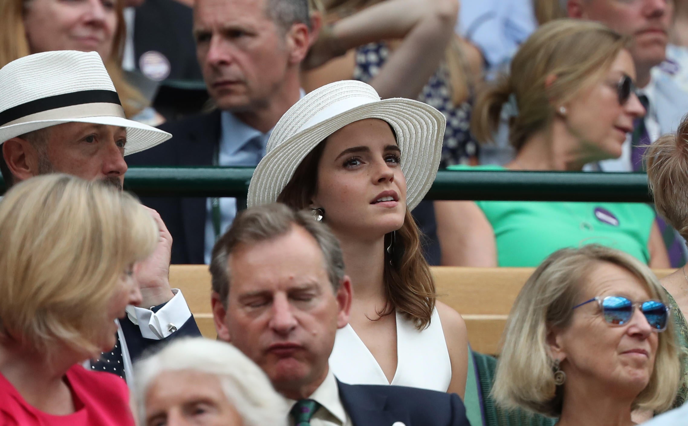 Celebs such as Emma Watson often don a neutral hat to finish their look (Alamy/PA)Ladies Finals Day, Day 12 Wimbledon Tennis The Championships, Wimbledon, London, on July 14, 2018. Credit: Paul Marriott/Alamy Live News