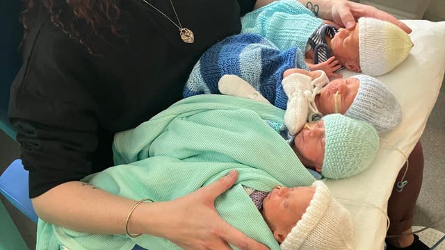 <p>Parents of '1 in 700,000' quadruplets 'shocked' to welcome first-of-kind babies</p>