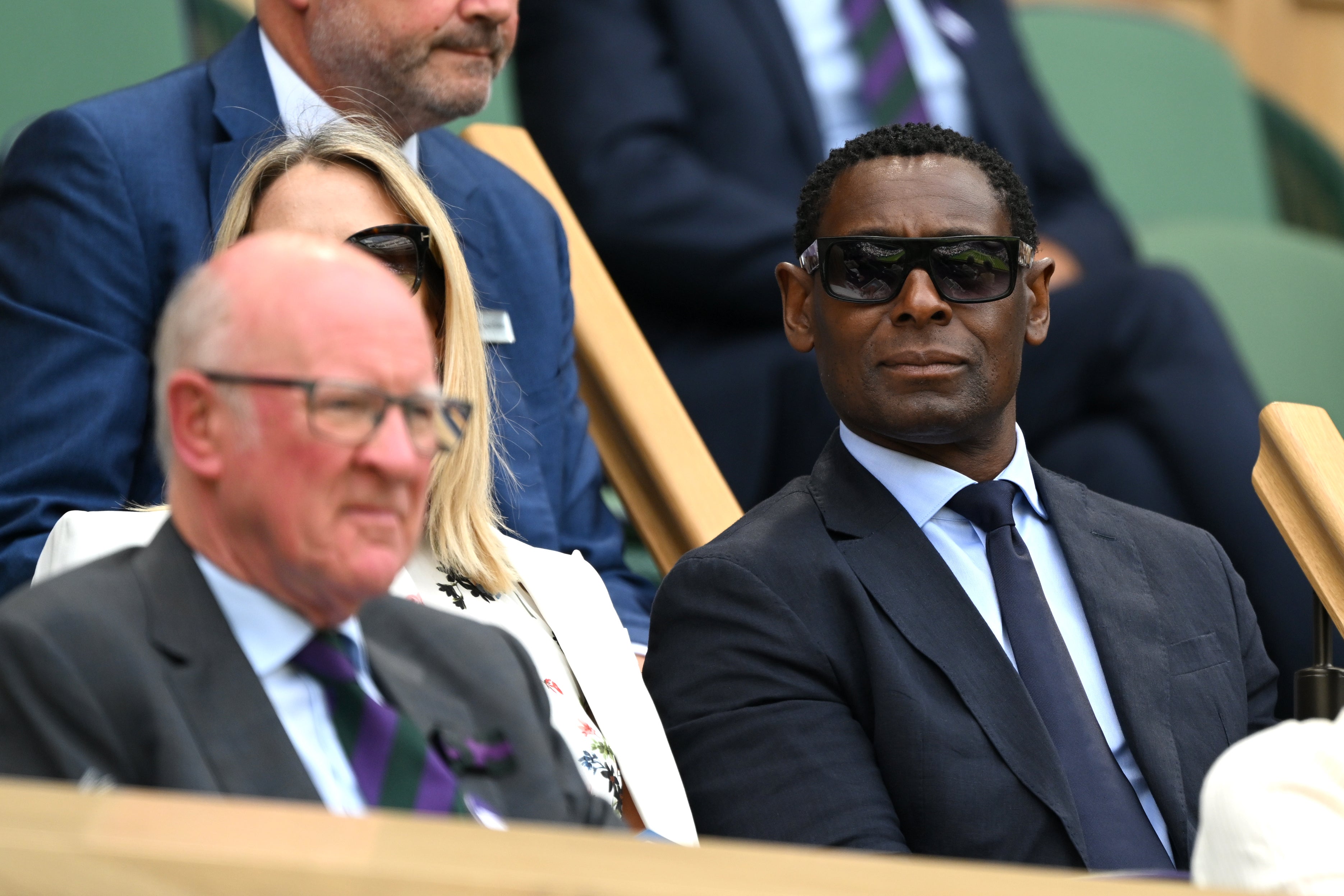 Actor and Broadcaster, David Harewood looks on from the Royal Box prior to the Women’s Singles fourth round match