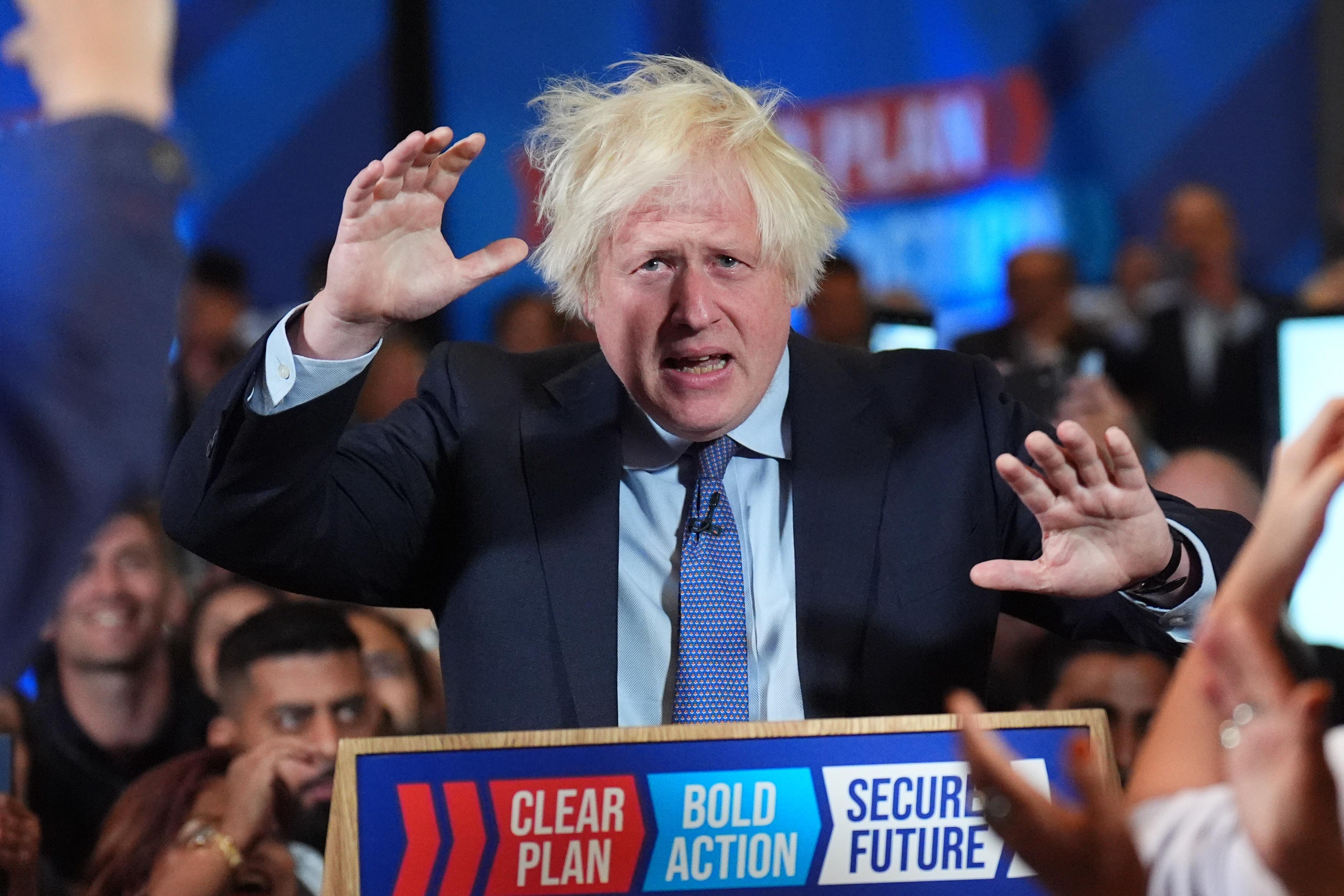 Boris Johnson made a surprise appearance at a Tory campaign event (James Manning/PA)