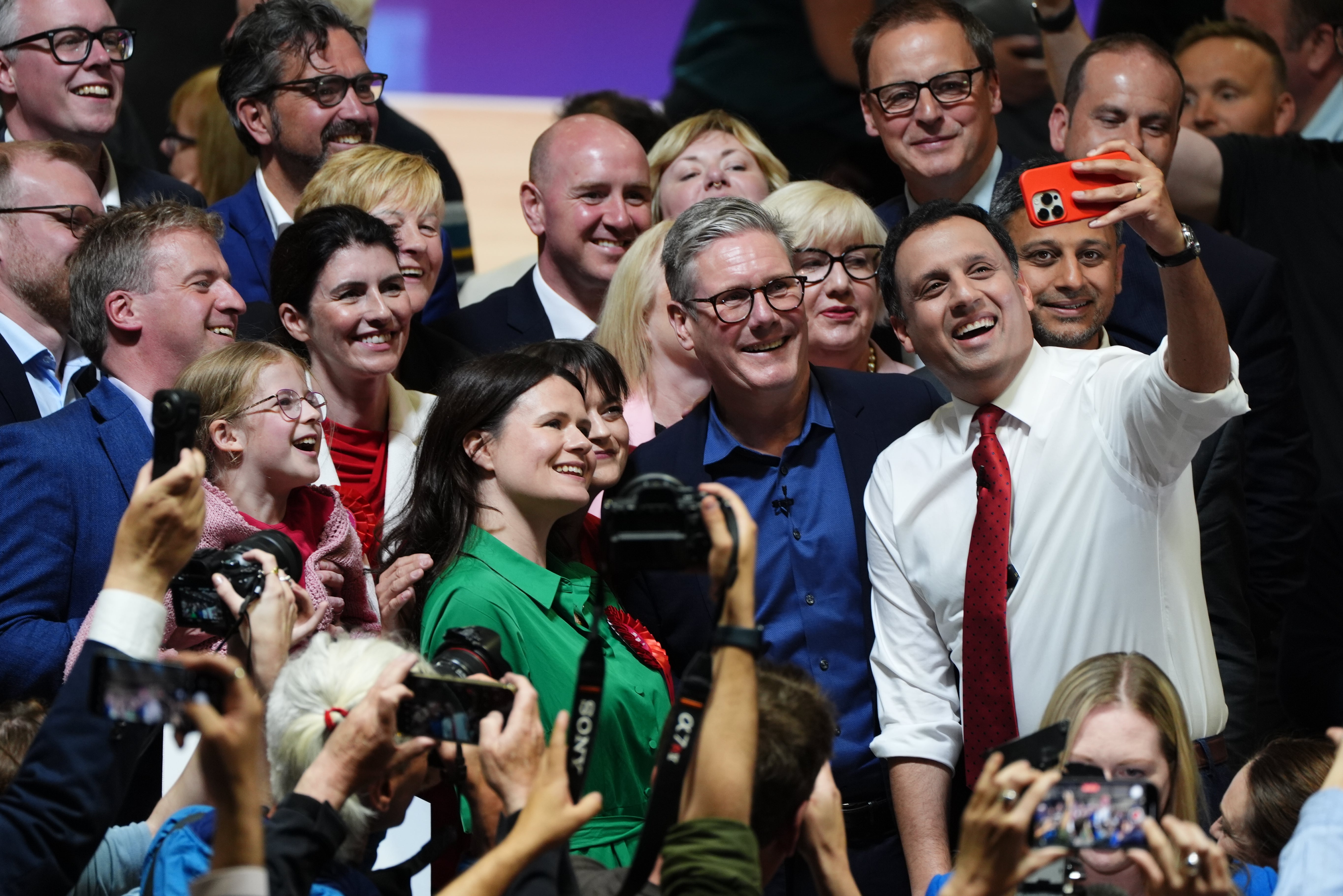 Anas Sarwar, right, said Labour offers Scotland ‘an opportunity for change’ (PA)