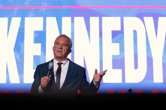 <p>Independent presidential candidate Robert F. Kennedy Jr. speaks at the Libertarian National Convention on May 24, 2024 in Washington, DC. His own family endorsed Joe Biden </p>