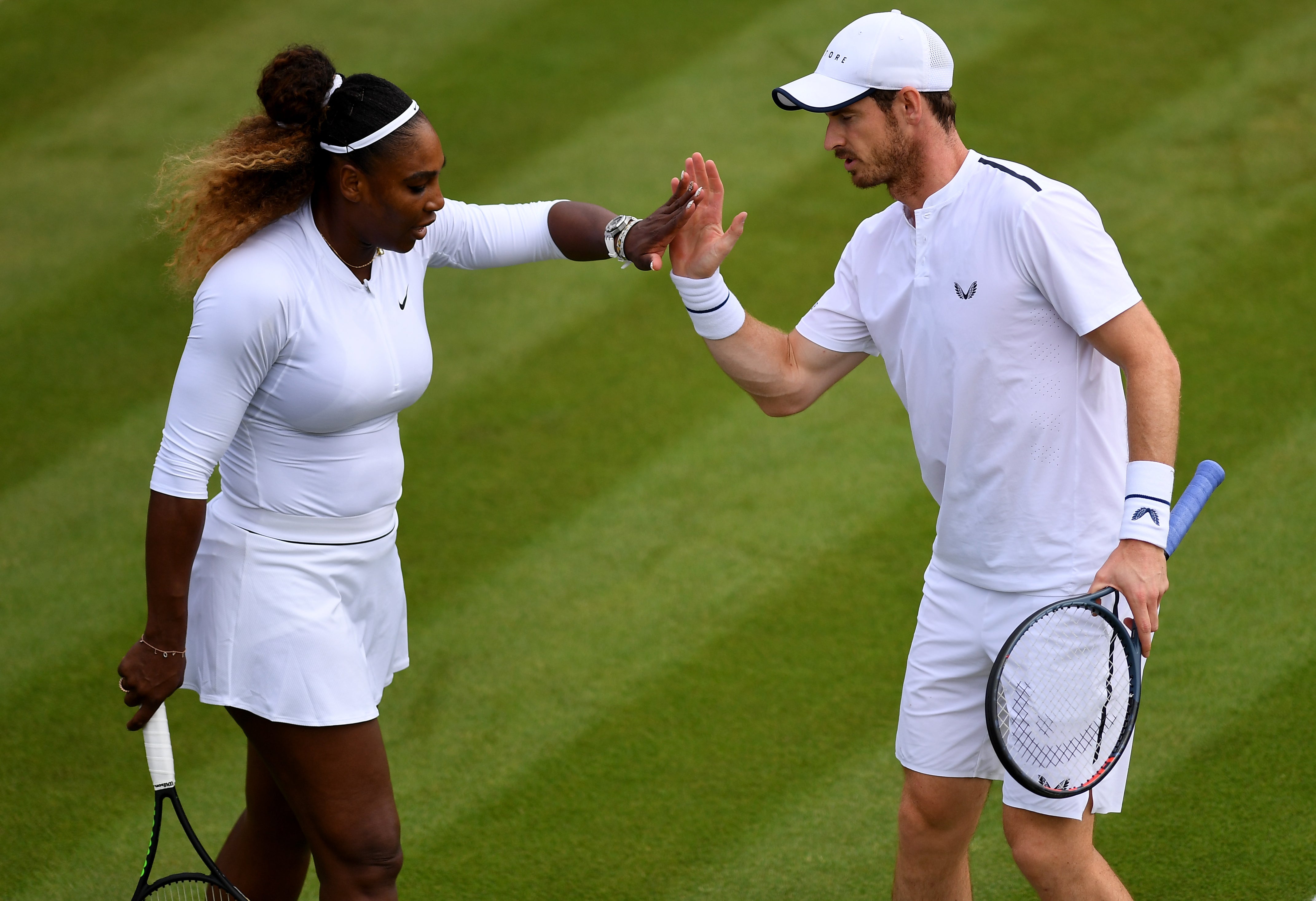 Andy Murray, right, and Serena Williams played mixed doubles together in 2019 (Victoria Jones/PA)