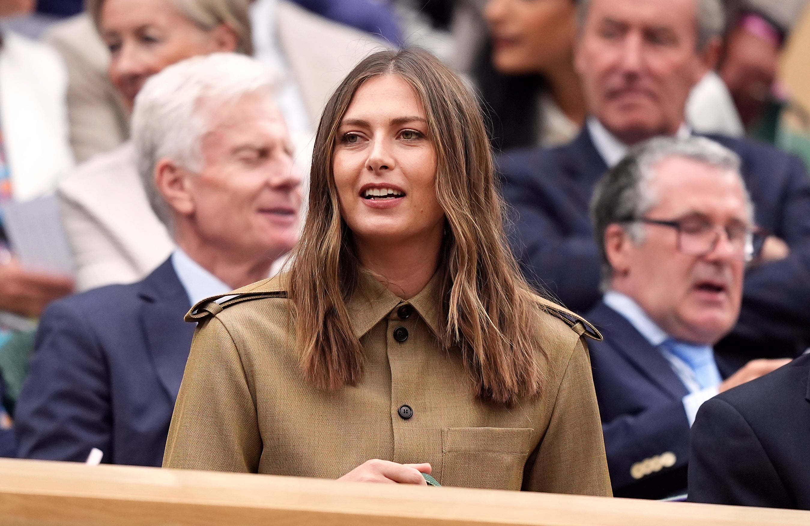 Twenty years on from winning the women’s singles title aged 17, Maria Sharapova watched the Centre Court action from the royal box (Jordan Pettitt/PA)