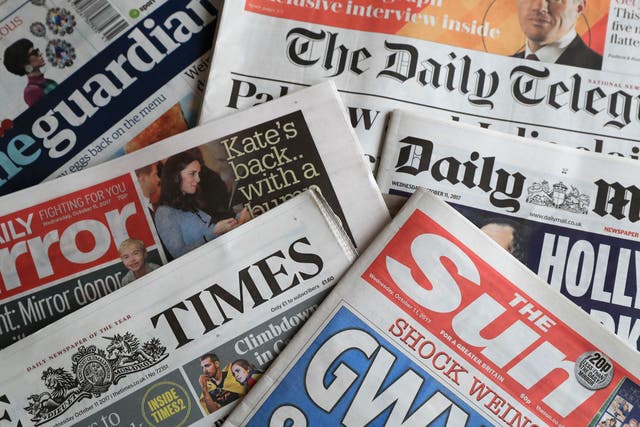 A collection of British newspapers (Peter Byrne/PA)