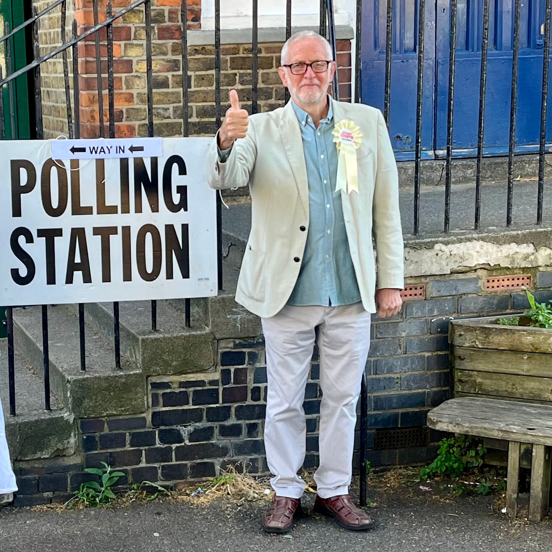 Jeremy Corbyn casts his vote in Islington North where he is standing as an independent candidate