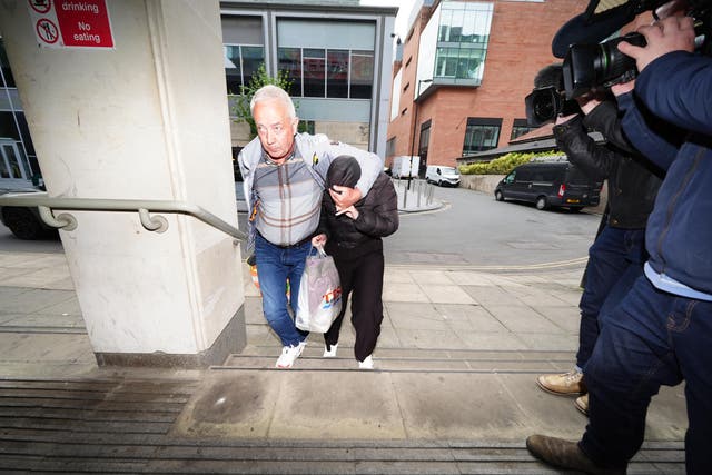 <p>Rebecca Joynes, 30, arrives at court to hear her sentence after being convicted of six counts of sexual activity with a child</p>