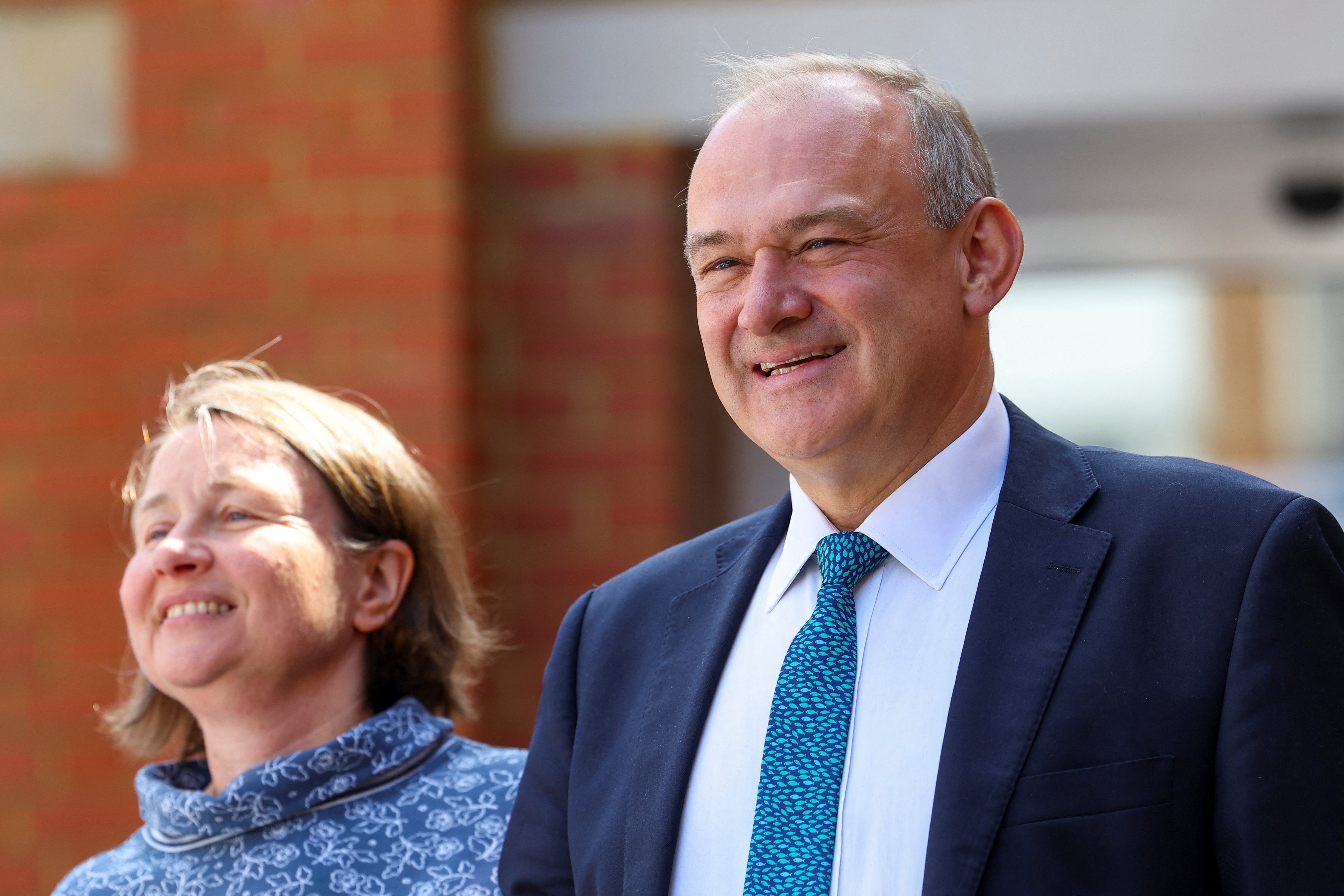<p>British leader of the Liberal Democrats party Ed Davey and his wife Emily Gasson </p>