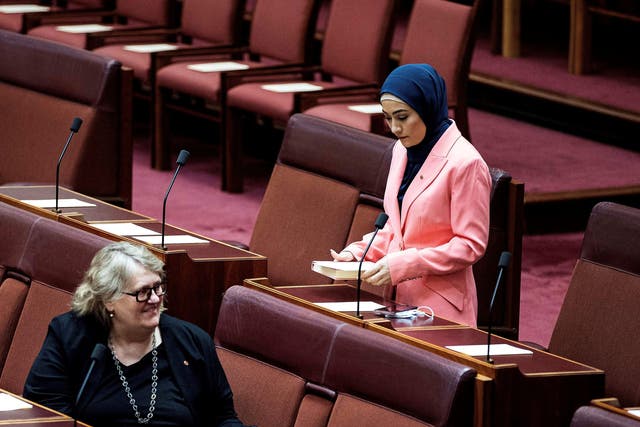 <p>Fatima Payman in the senate during the opening of the 47th parliament on 26 July 2022</p>