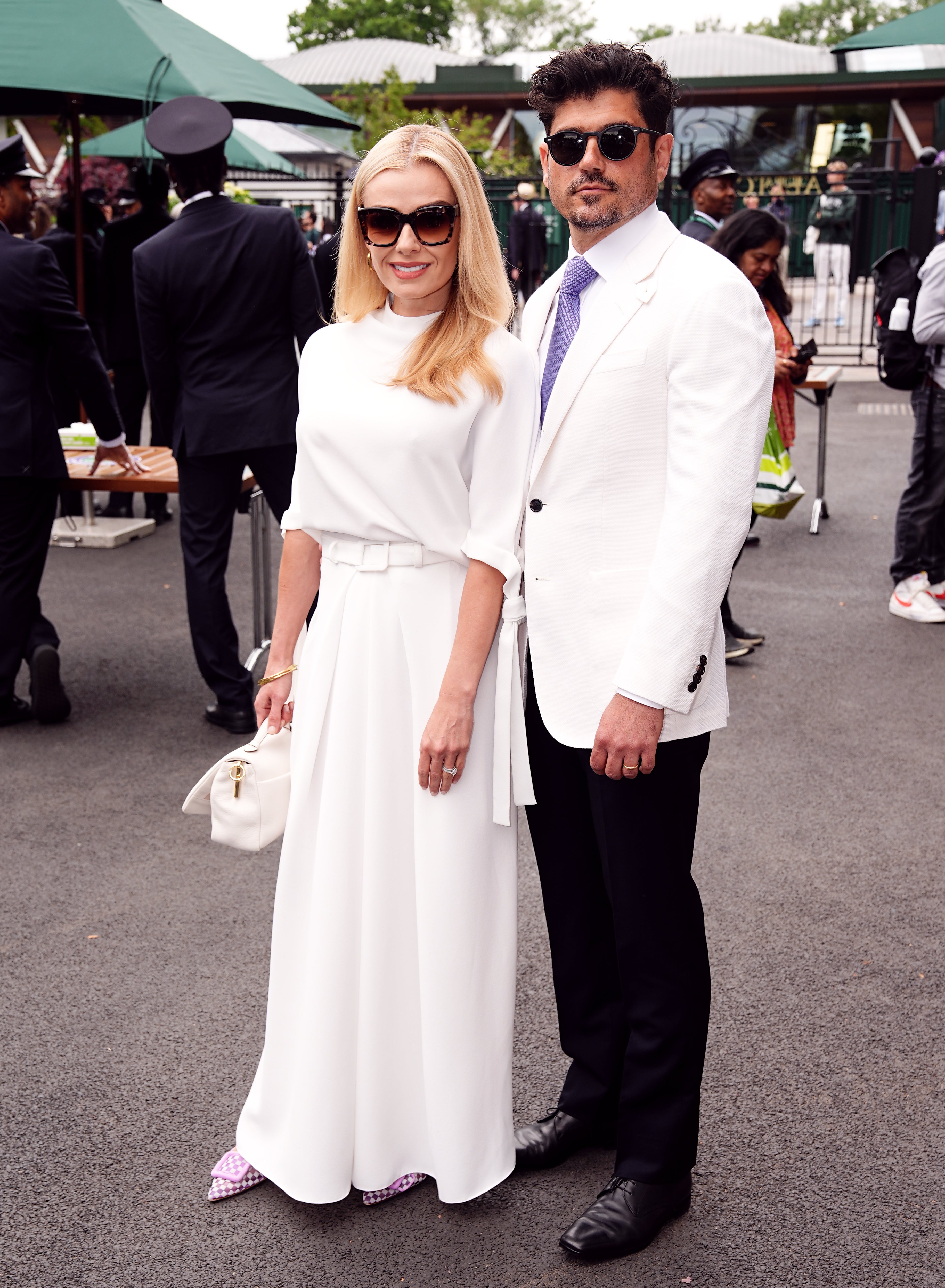 Katherine Jenkins was draped in all-white for Day One of the tournament (Aaron Chown/PA)