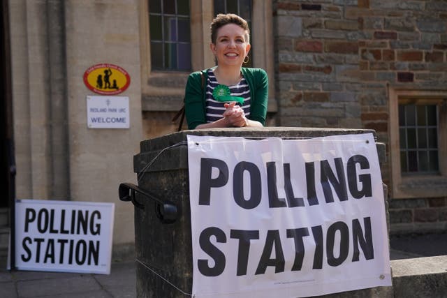 <p>Green Party co-leader Carla Denyer was at Redland Park United Reformed Church in Bristol to cast her vote (Jonathan Brady/PA)</p>