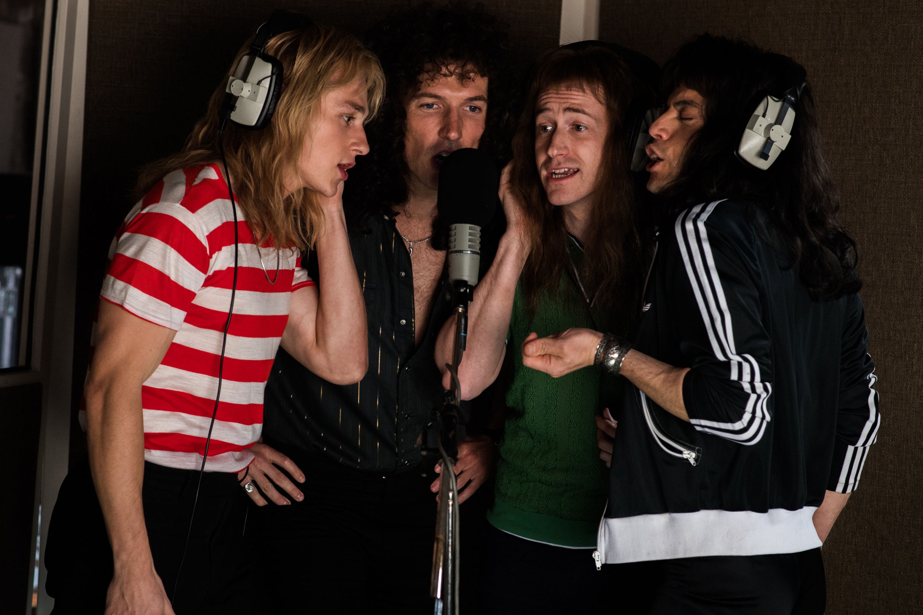 Fazendo a banda: Hardy como Roger Taylor do Queen, ao lado de Gwilym Lee, Joe Mazzello e Rami Malek em 'Bohemian Rhapsody'