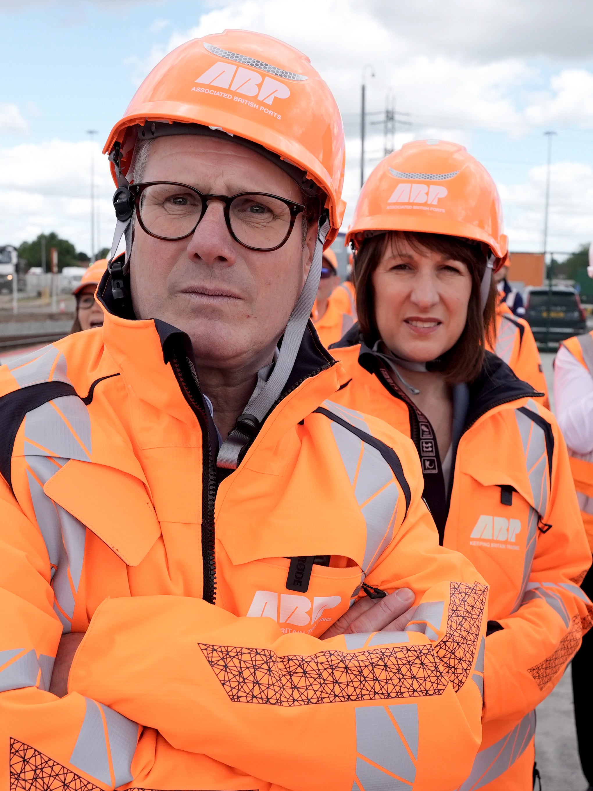 … before Sir Keir and shadow chancellor Rachel Reeves donned orange hi-vis and hard hats during a visit to Eastern Docks in Southampton (Stefan Rousseau/PA)