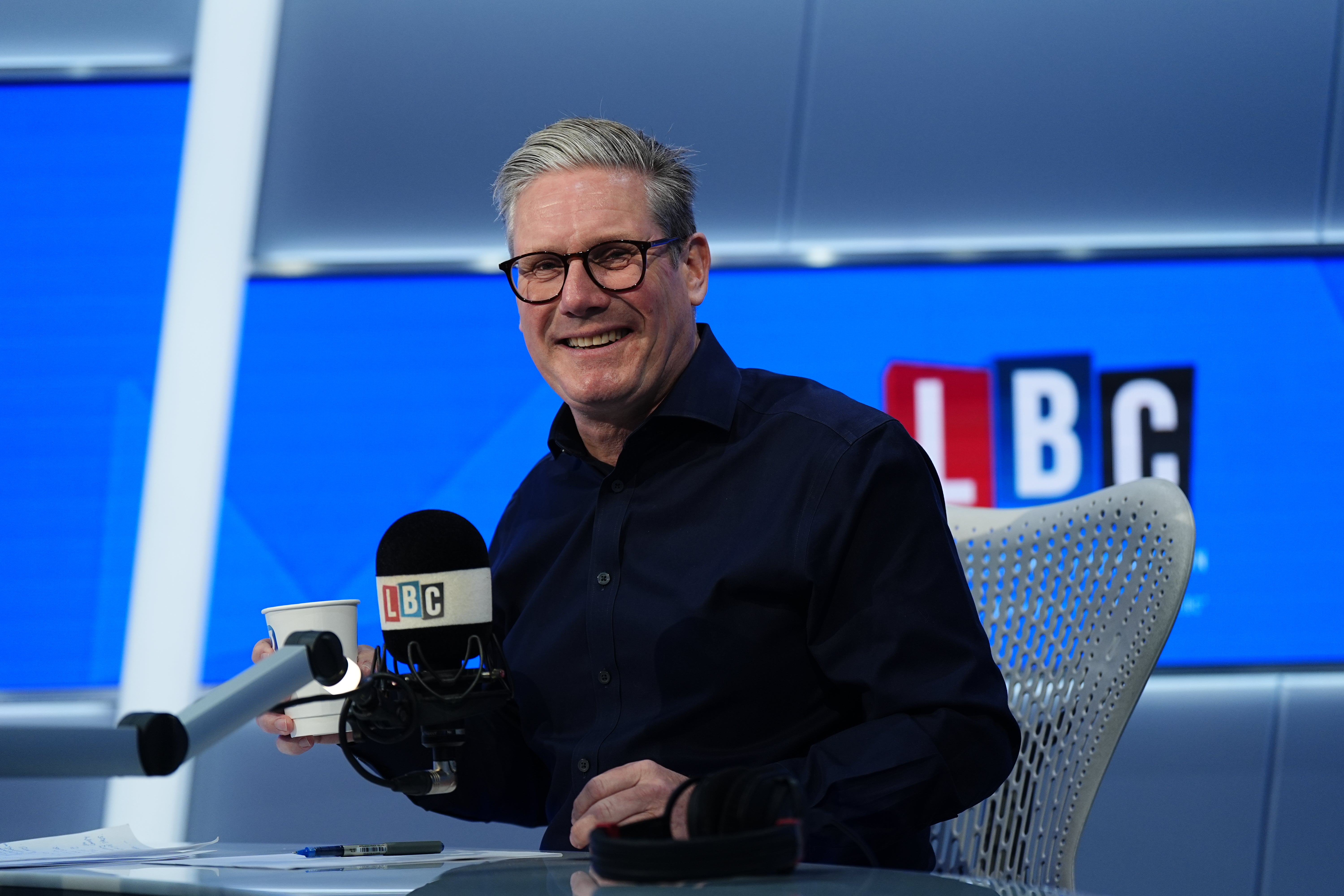 The next day Sir Keir took to the airwaves for LBC’s Nick Ferrari at Breakfast show, at Global Studios in London (Aaron Chown/PA)
