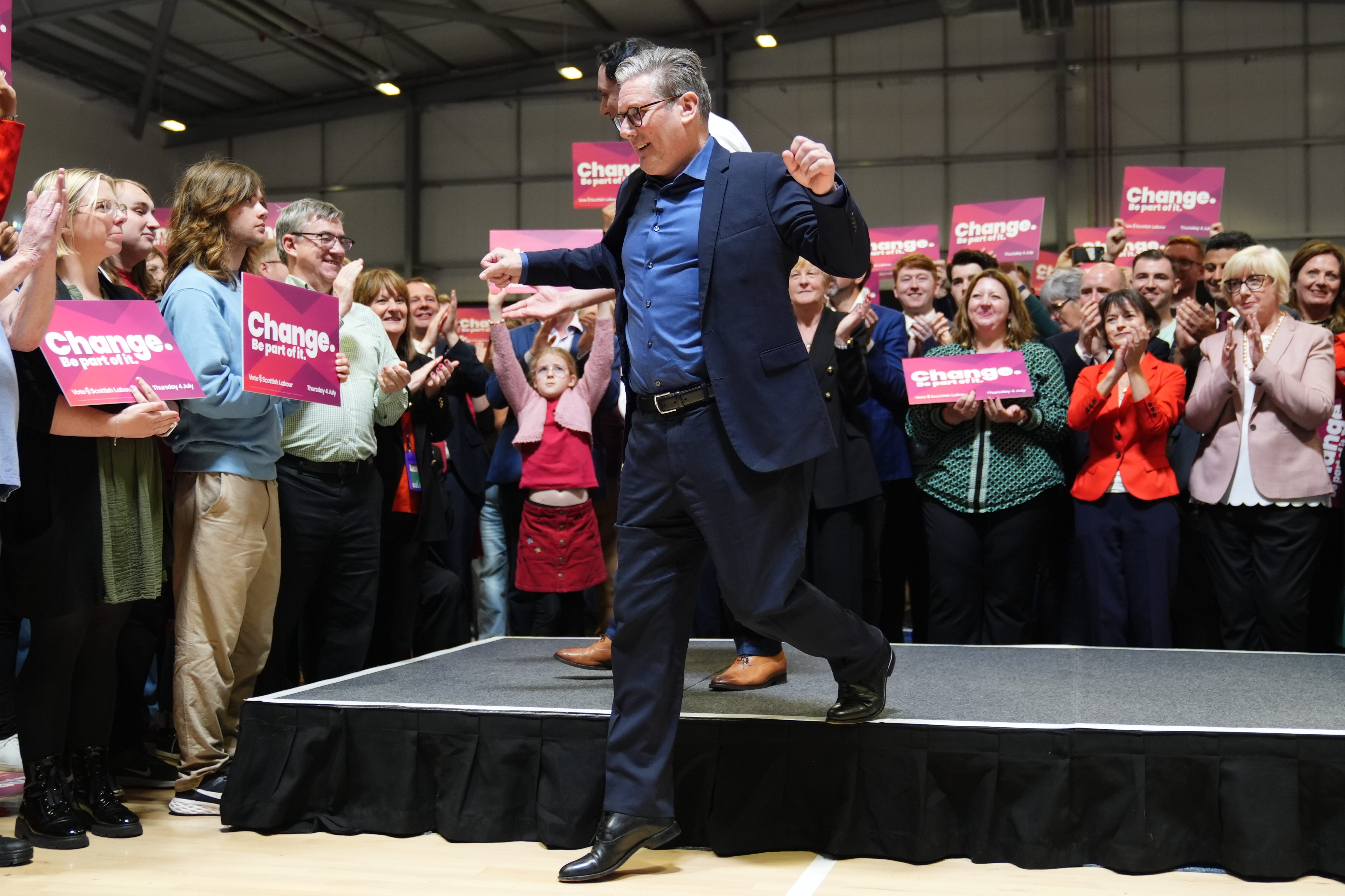 Labour Party leader Sir Keir Starmer during a visit to the Caledonian Gladiators Stadium in East Kilbride, on the last day of General Election campaigning (Andrew Milligan/PA)