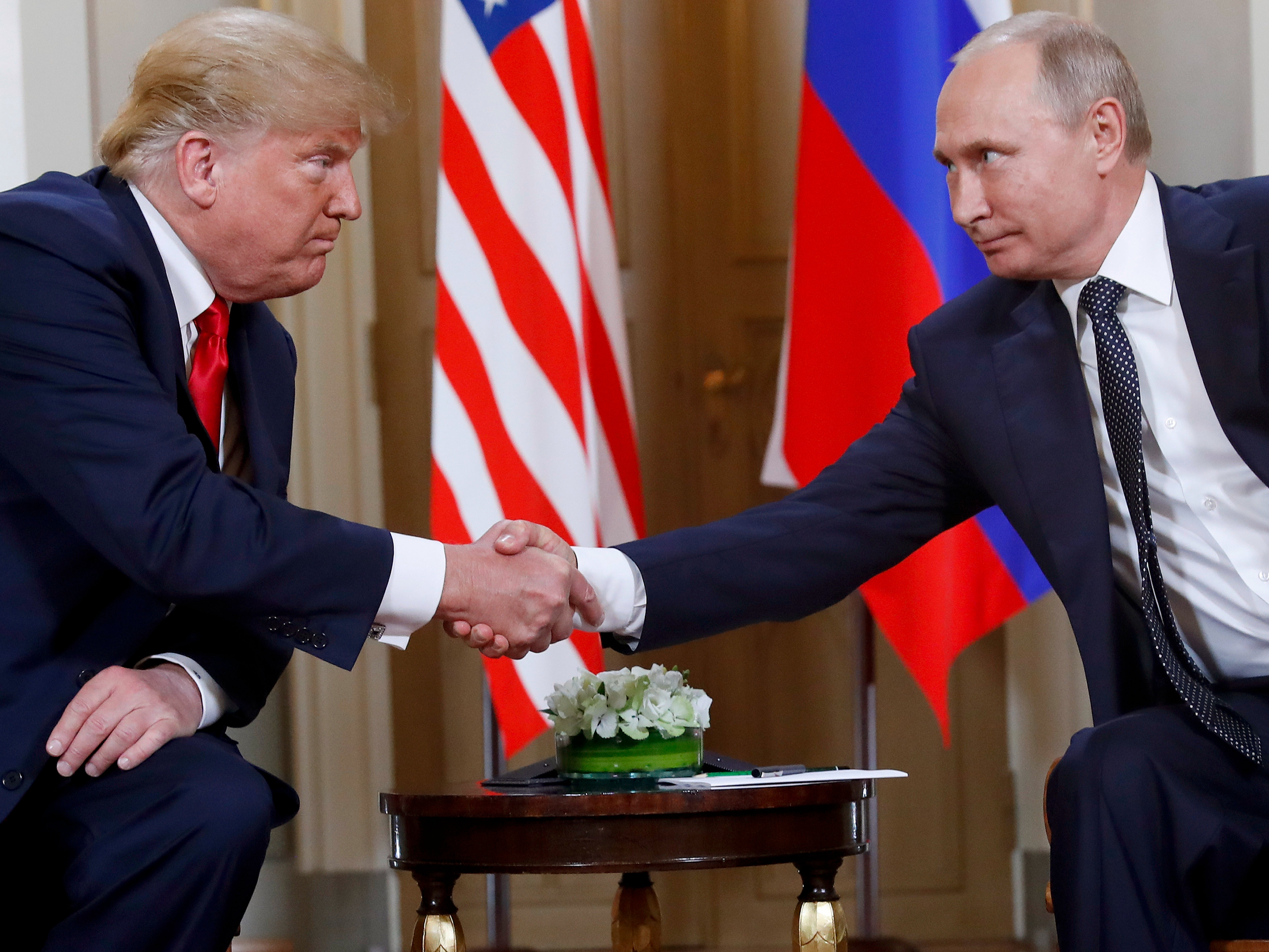 Trump and Putin shook hands in 2018
