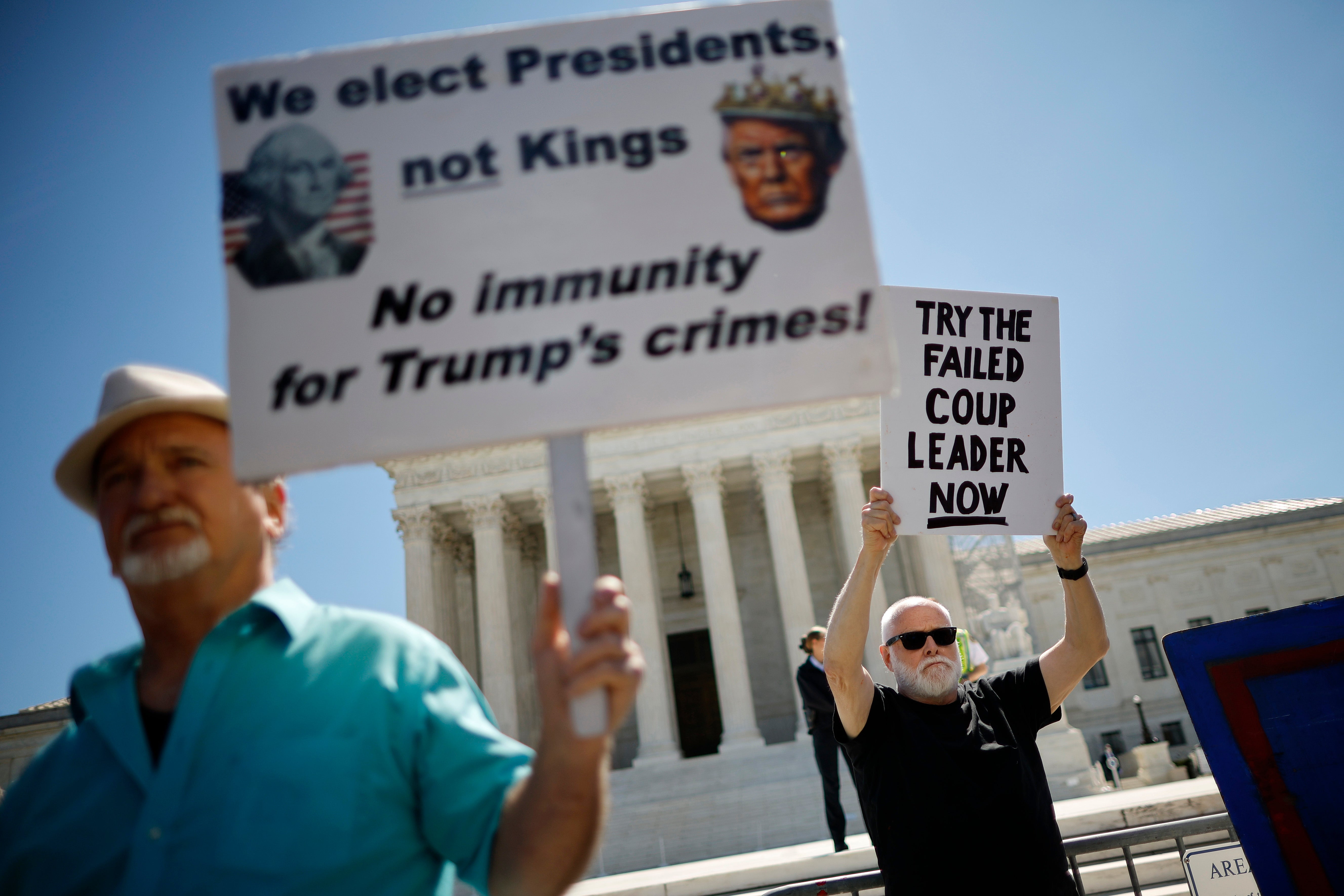 Protesters demonstrate outside the Supreme Court on July 1