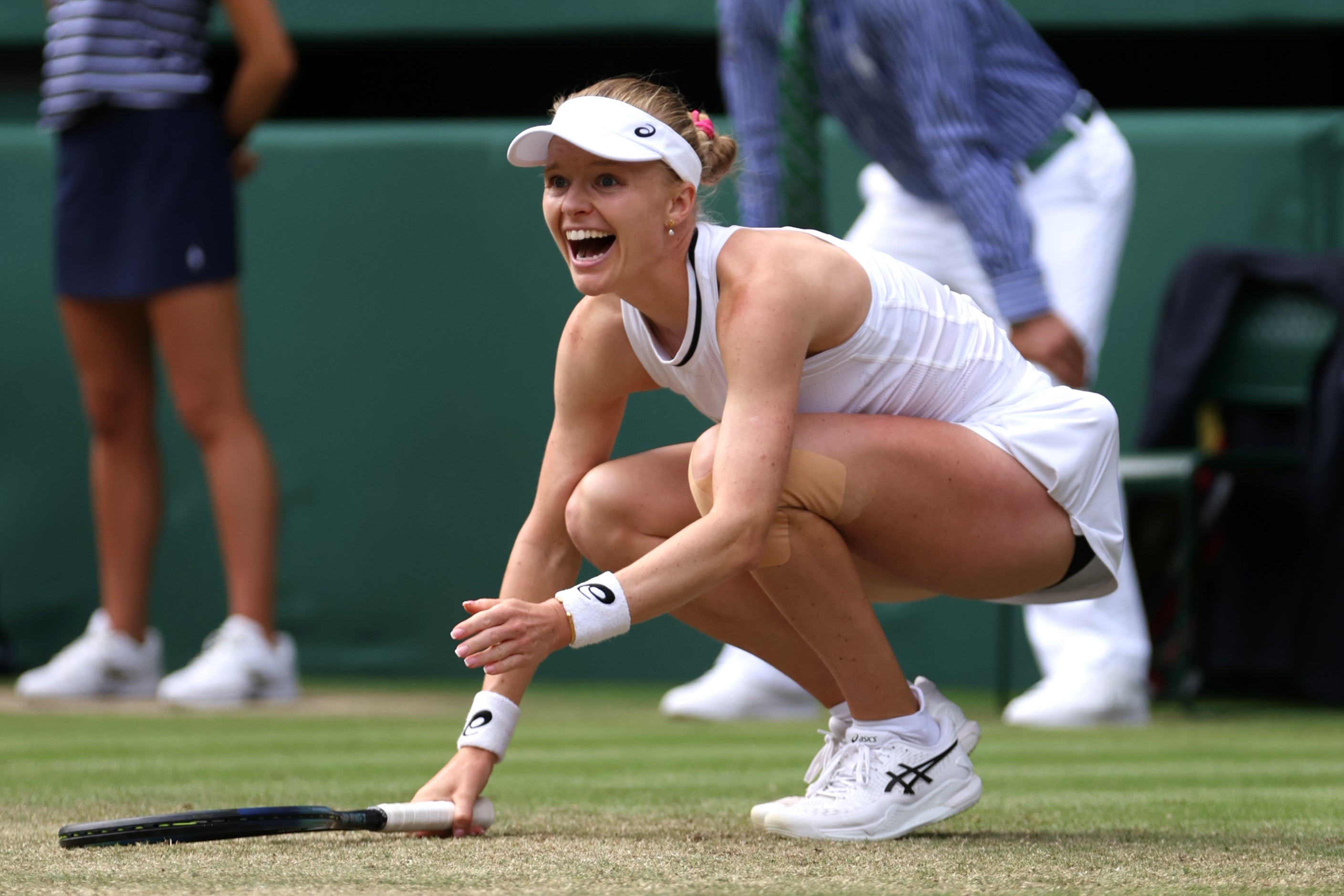 Harriet Dart reacts after clinching victory over Katie Boulter