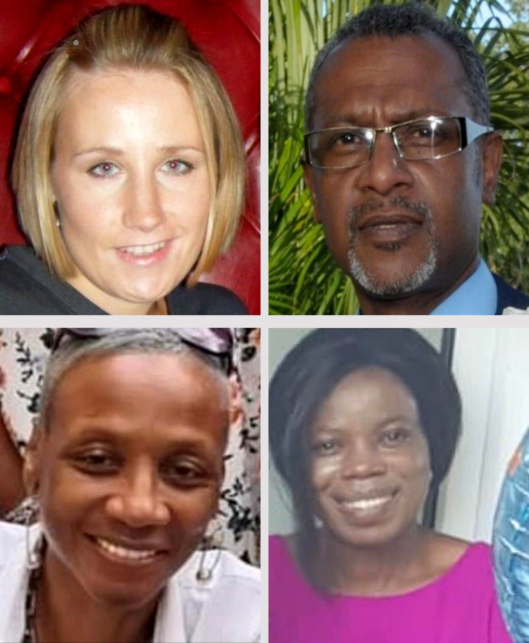 Lisa Gardiner, Dexter Augustus, both top, Jennifer Smith, bottom left, and Abigael Muamba were all killed in the crash (Essex Police/PA)