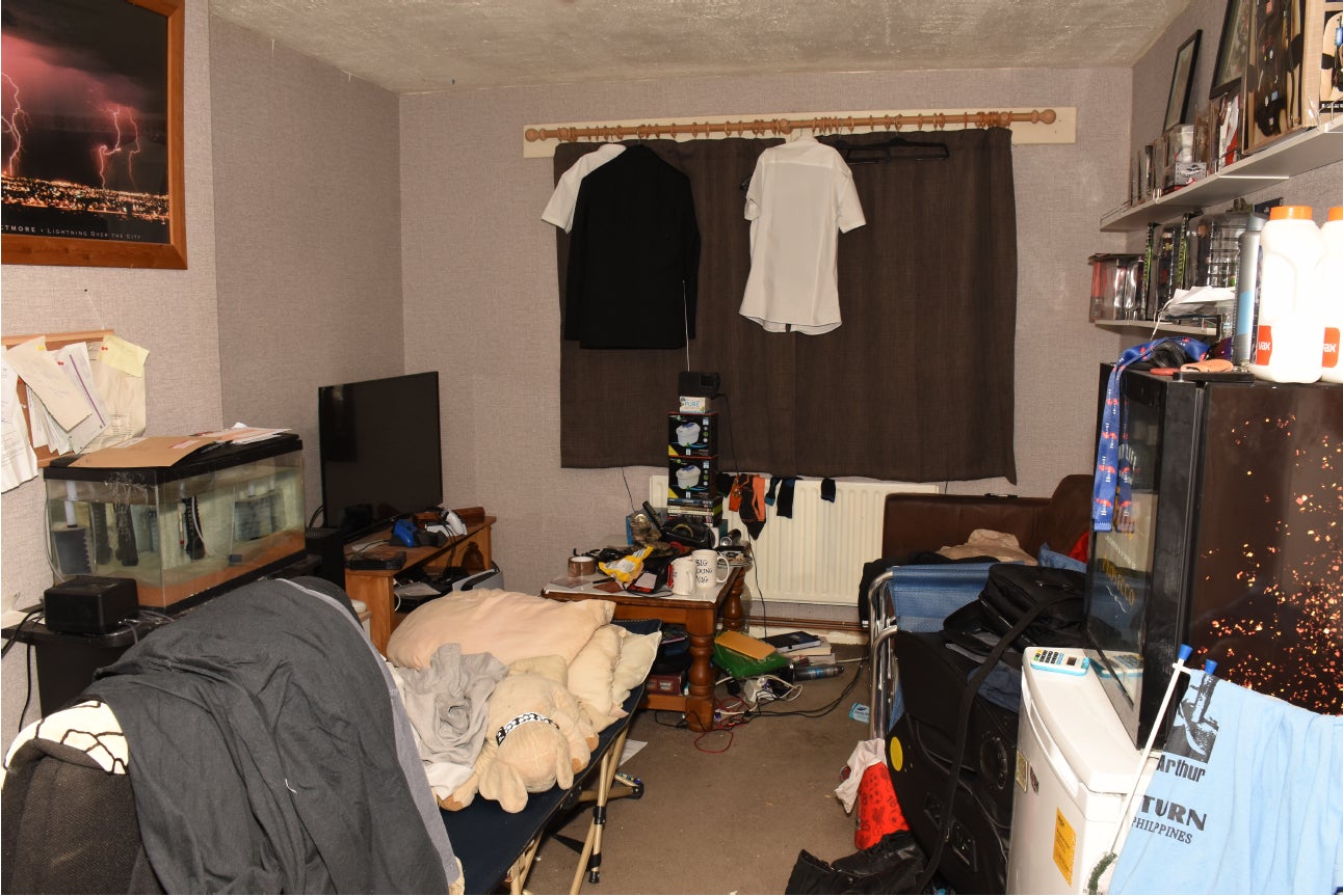 Gavin Plumb’s living room where he masterminded a plot to kidnap, rape and murder TV presenter Holly Willoughby.