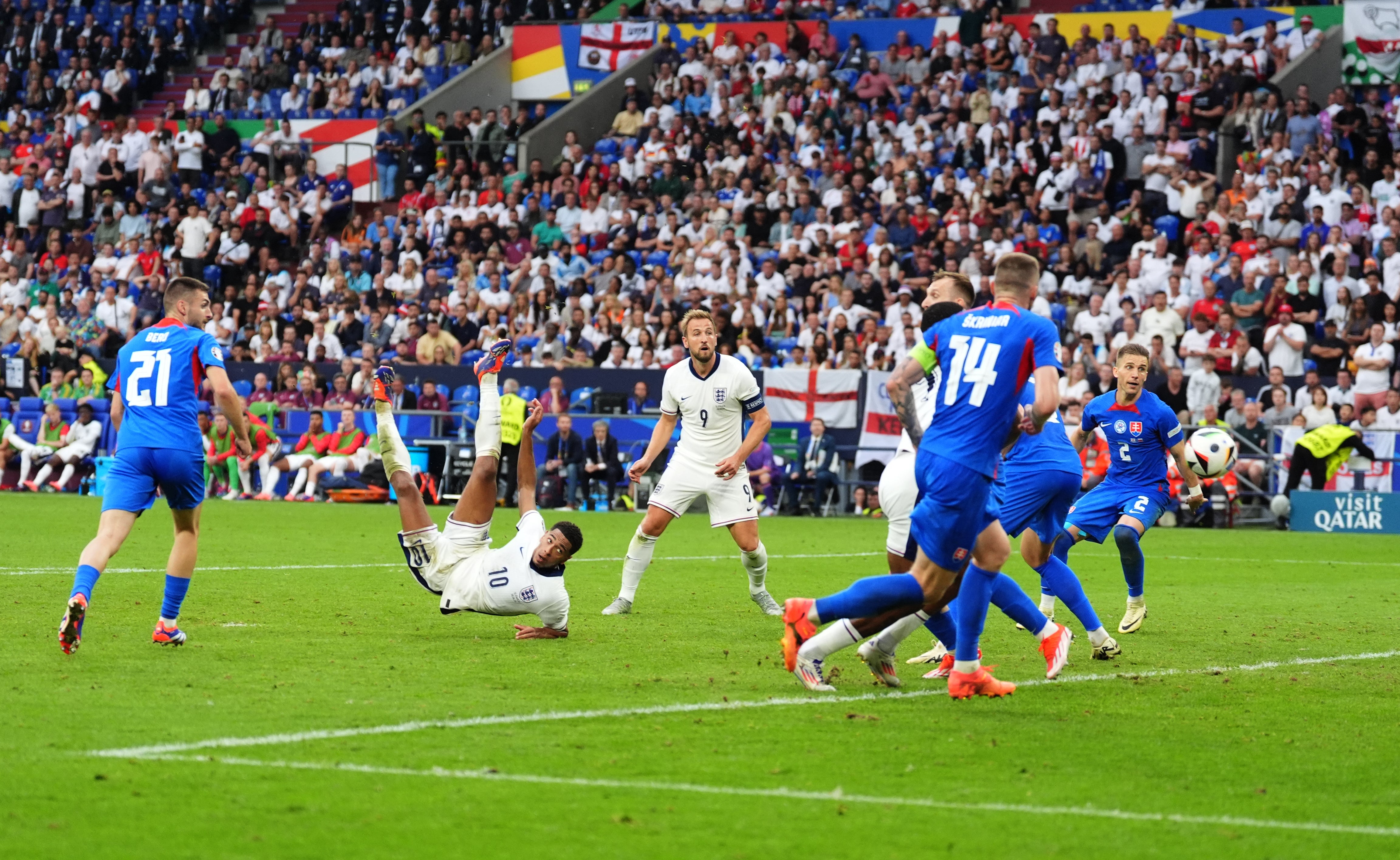 Jude Bellingham kept England at Euro 2024 with a wonder goal at the death (Adam Davy/PA)