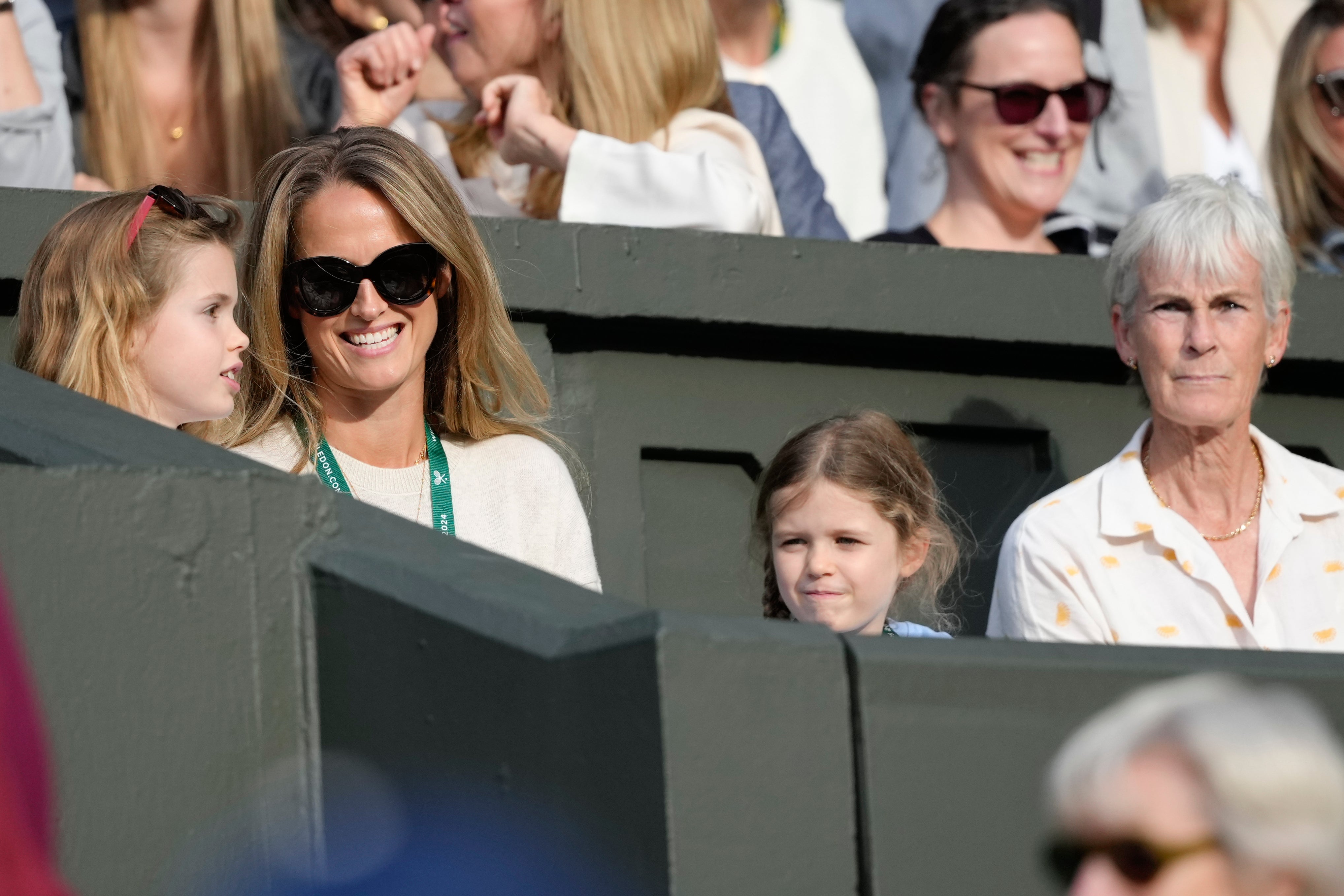 Kim, second left, and Judy Murray, right, were there to support along with Andy Murray’s oldest two daughters (Kirsty Wigglesworth/AP)