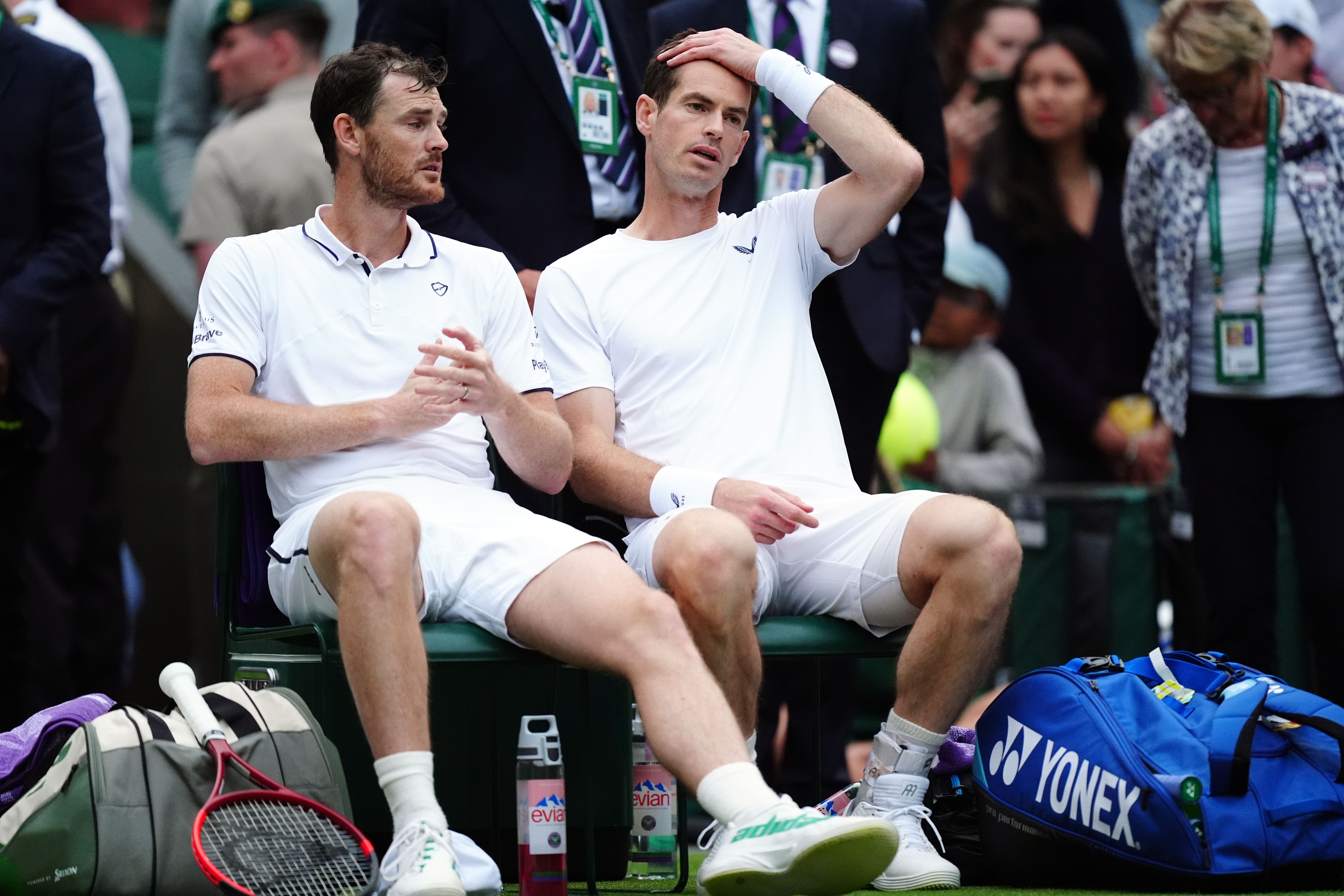 Andy Murray and Jamie Murray following their defeat (Mike Egerton/PA)