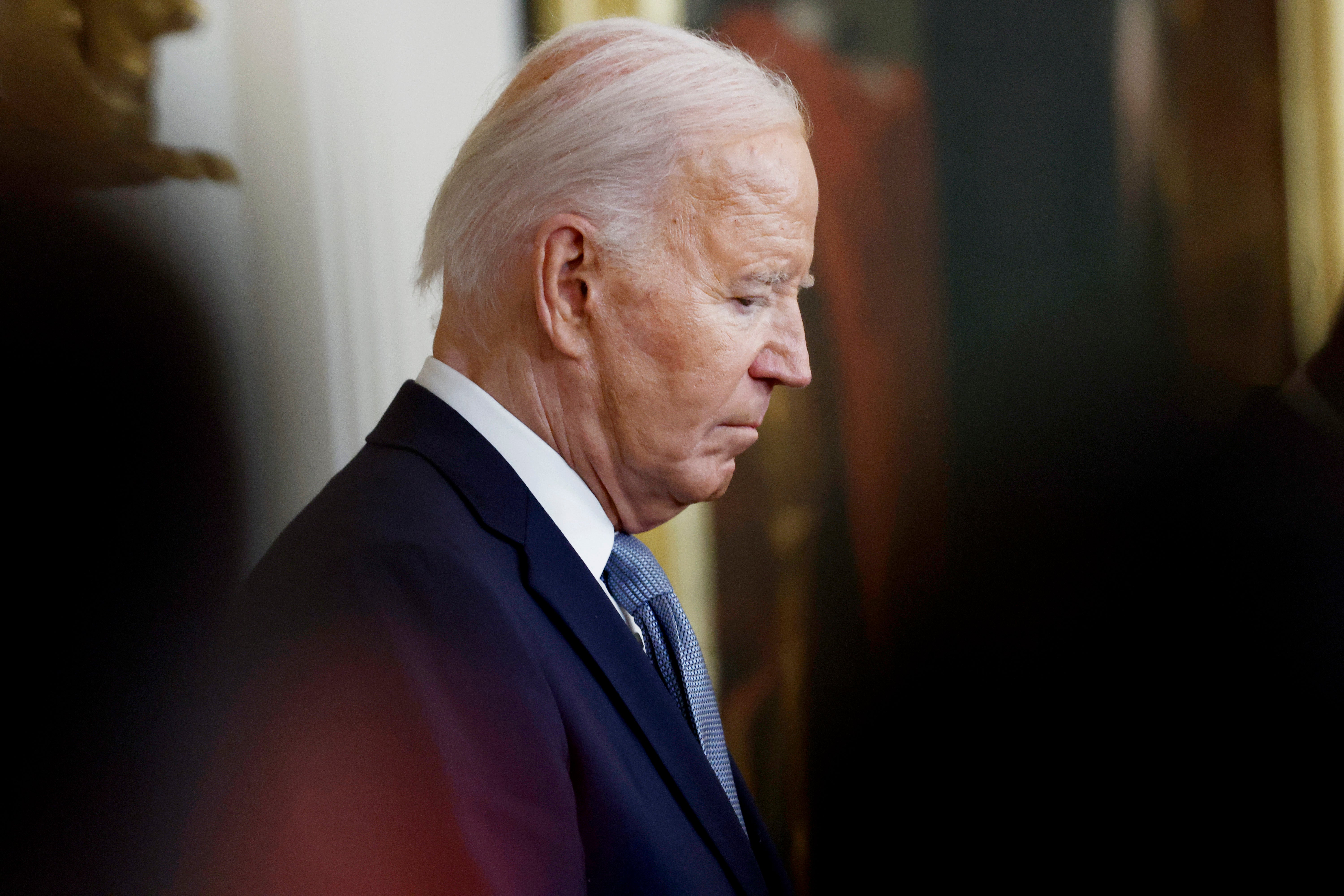 President Joe Biden appears at Medal of Honor ceremony at the White House on July 3.