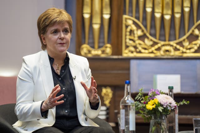 Nicola Sturgeon reacted in the minutes after the exit poll was released (Jane Barlow/PA)