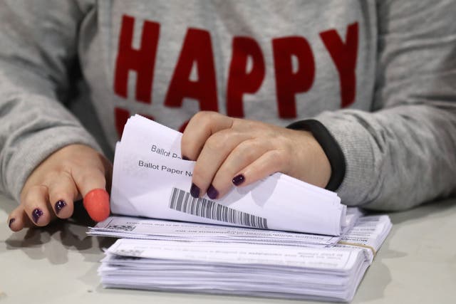 Ballot papers are counted at a previous election (PA)