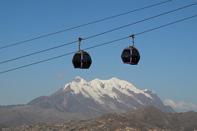 <p>Stock image of a cable car in Bolivia. The one involved in Ms Lega’s incident was not used for transporting people </p>