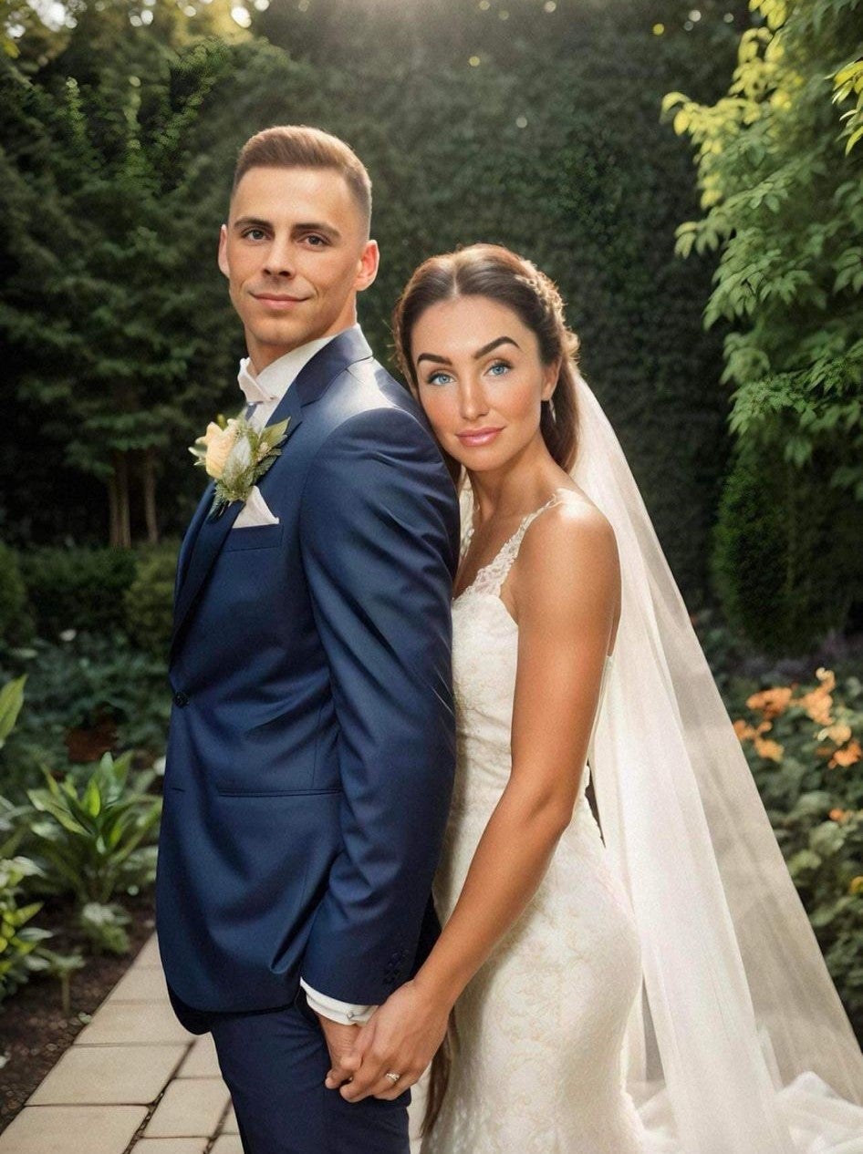 A bizarre AI-generated image of the pair tying the knot was posted on social media