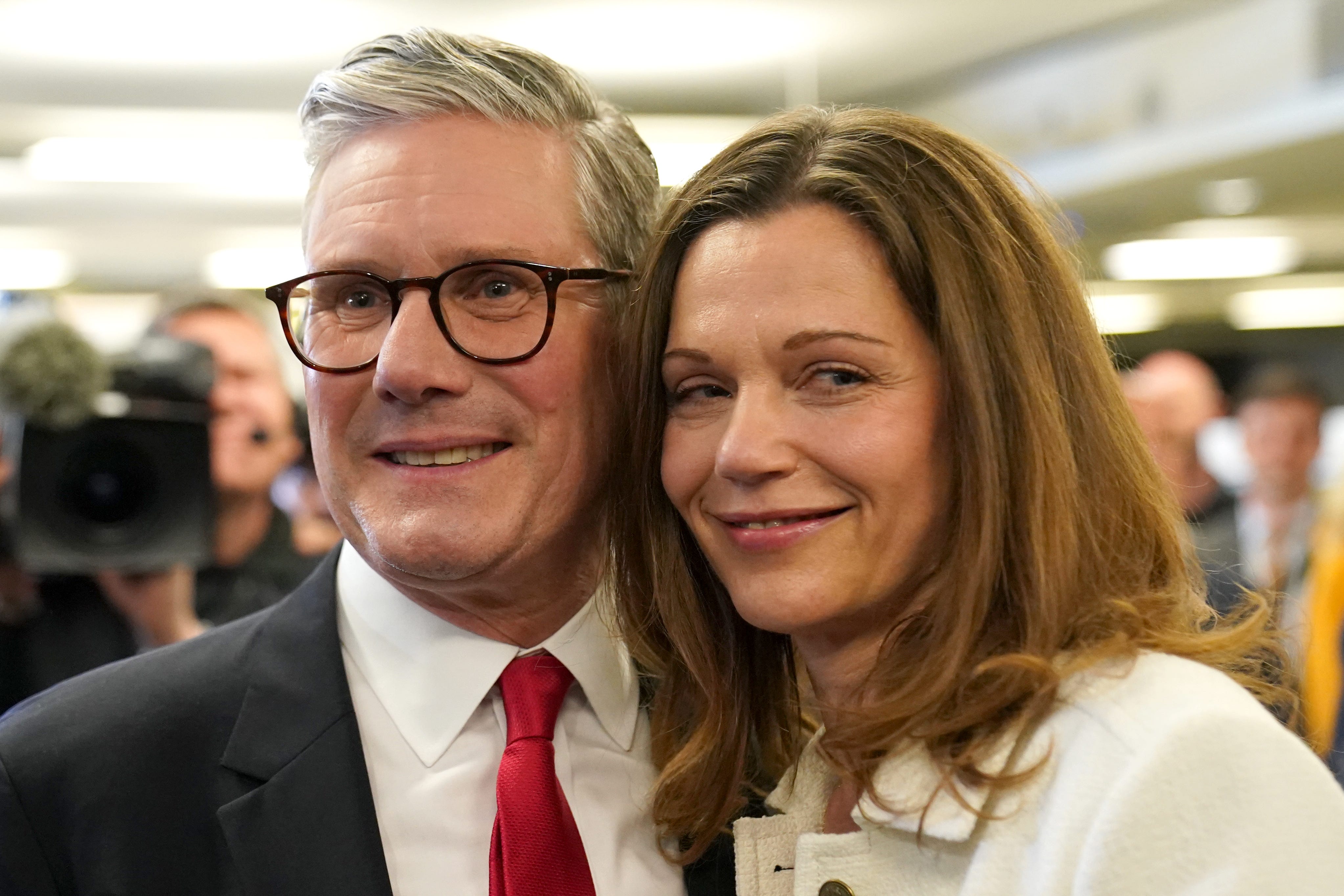 Labour leader Sir Keir Starmer and his wife Victoria arrive at his election count (Stefan Rousseau/PA)