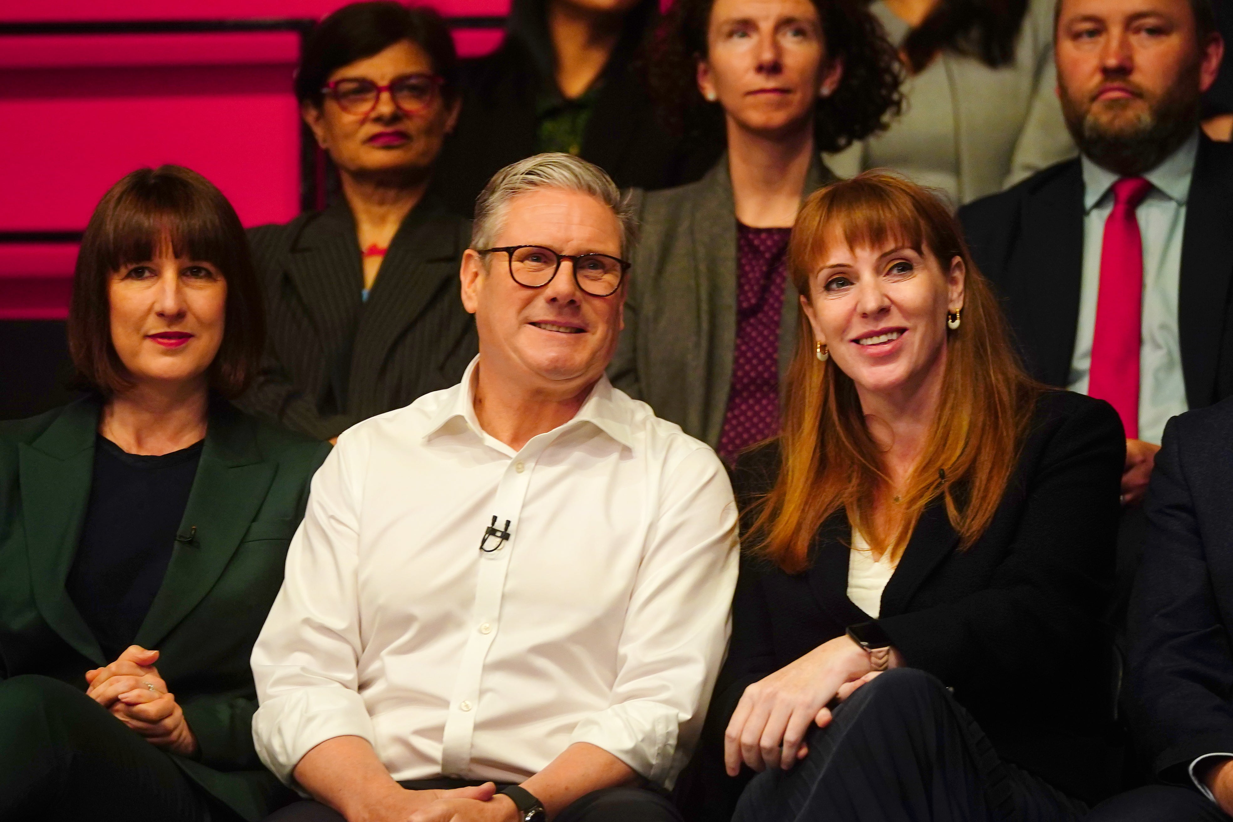 Sir Keir Starmer with Labour deputy leader Angela Rayner (right), and shadow chancellor Rachel Reeves (left) (Victoria Jones/PA)
