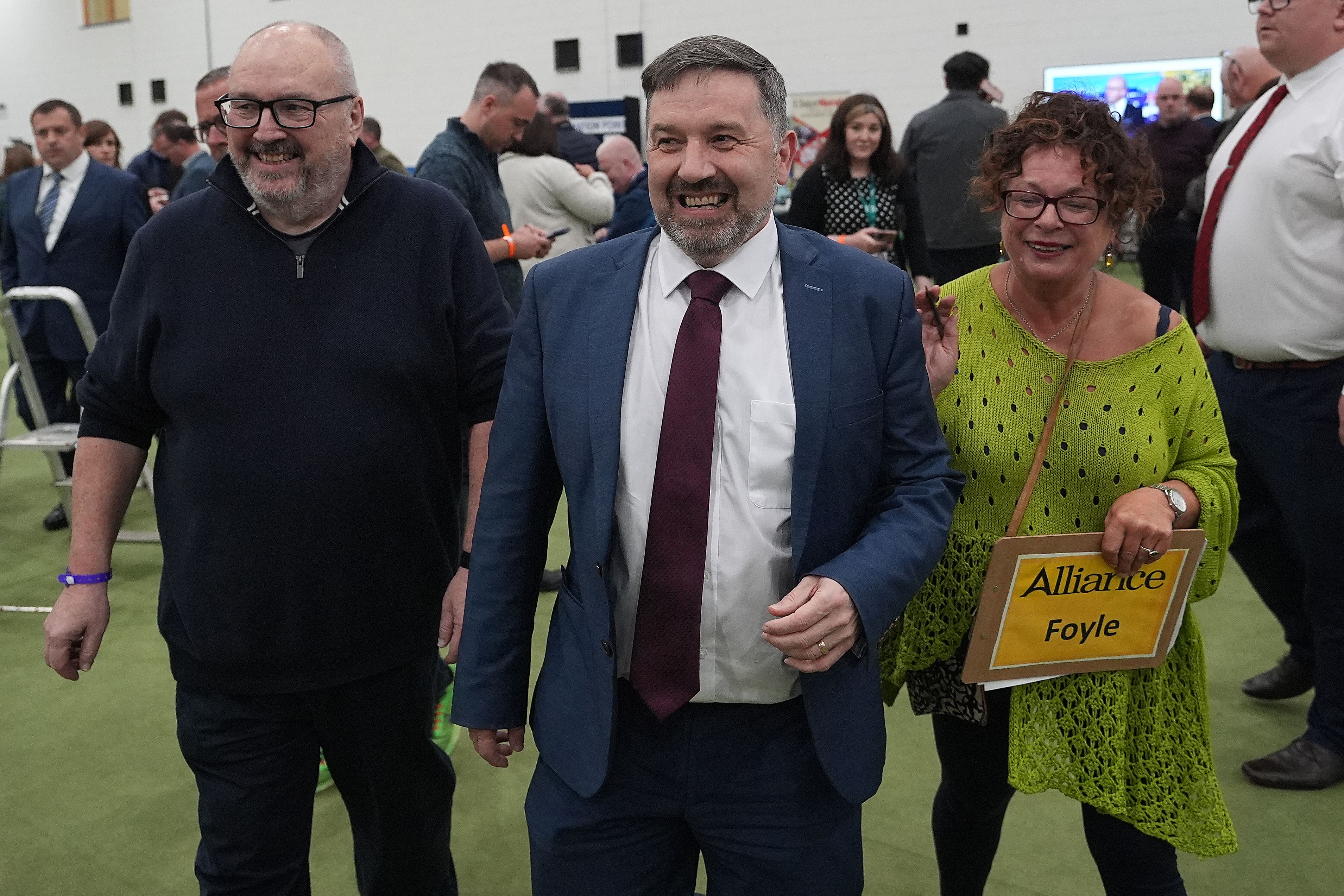 Robin Swann arrives at Meadowbank Sports Arena, Magherafelt (Niall Carson/PA)