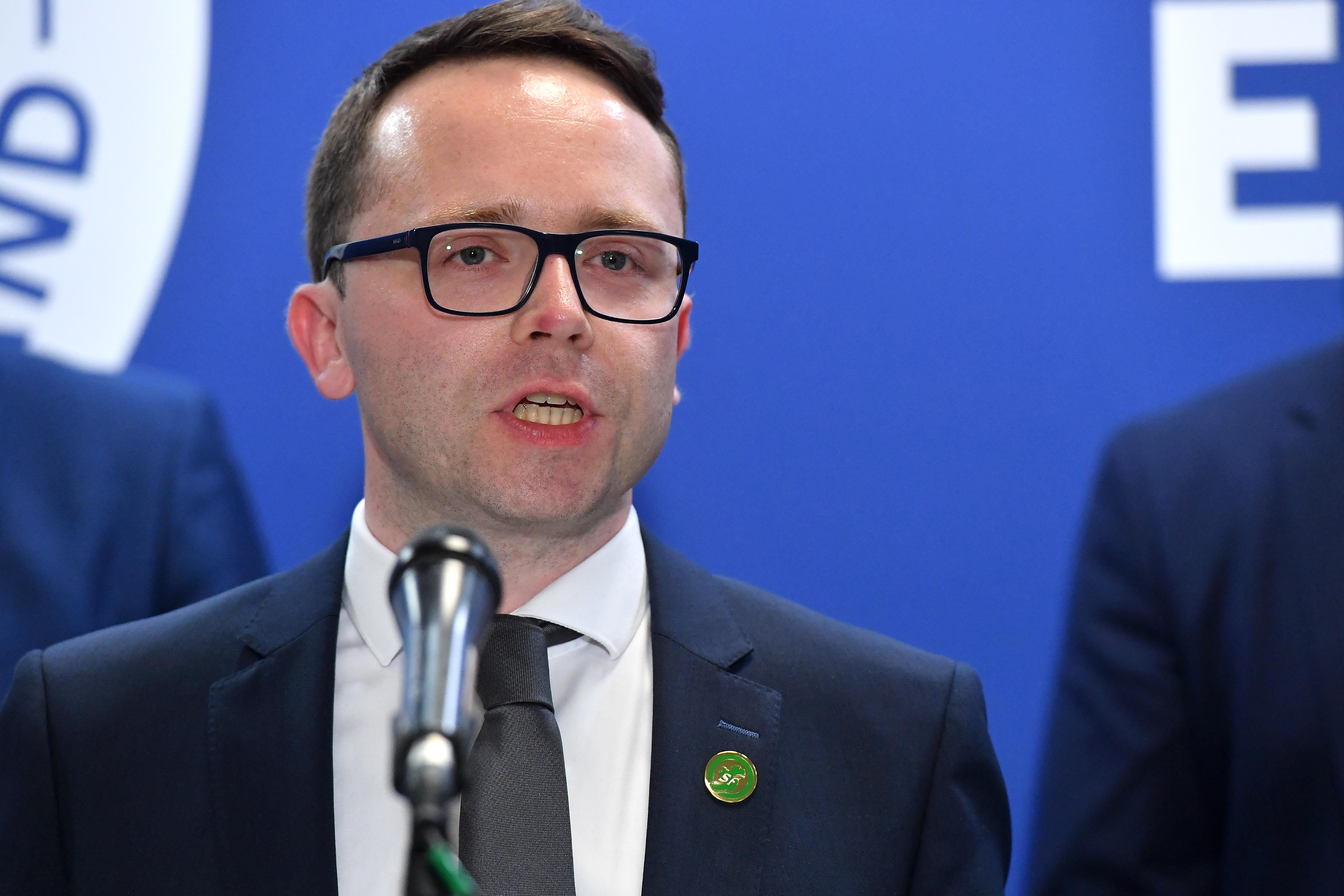 Sinn Fein’s Daire Hughes after winning the Newry & Armagh constituency (Oliver McVeigh/PA)