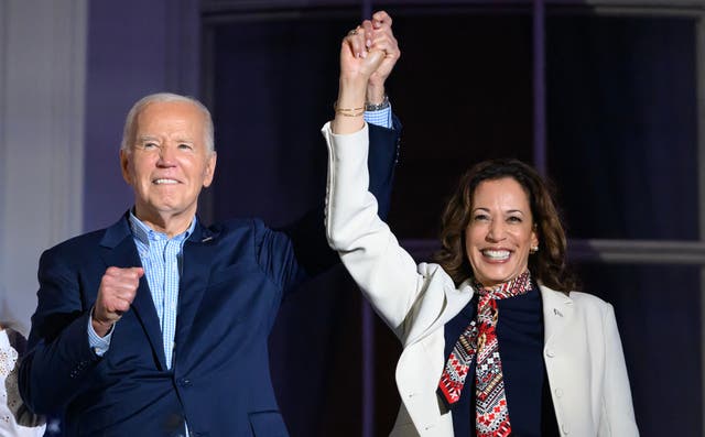 <p>Joe Biden appeared to mix himself up with his vice president Kamala Harris  </p>