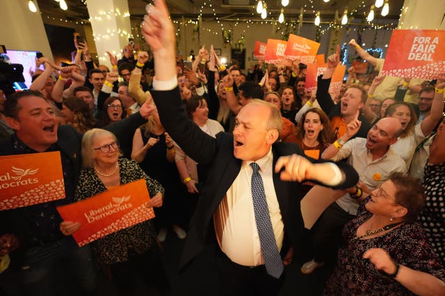 <p>Liberal Democrat leader Sir Ed Davey at the London Art Bar in central London, after securing a record number of seats in the 2024 General Election</p>