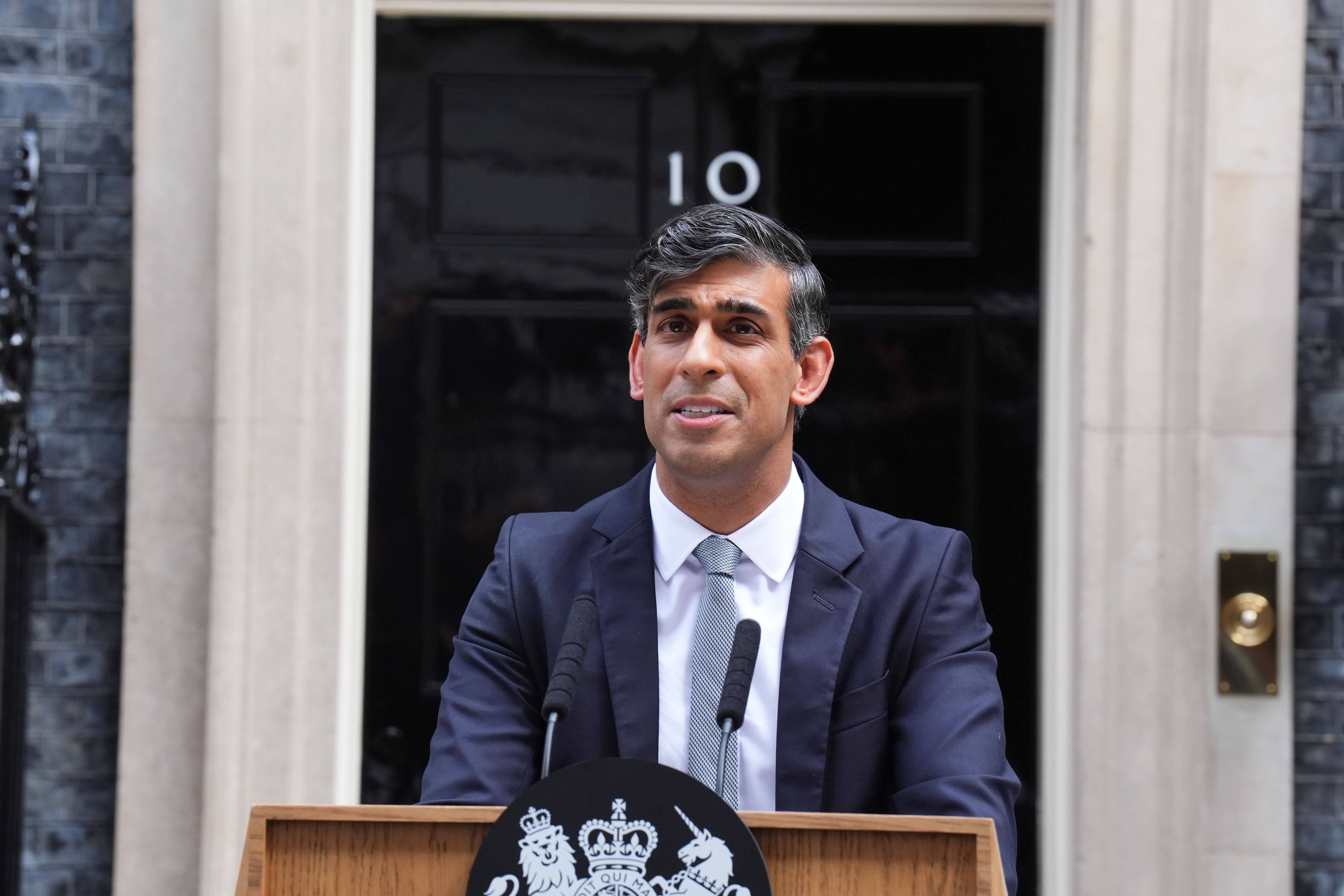 Outgoing Prime Minister Rishi Sunak delivered a speech acknowledging on his party’s need to rebuild before handing in his resignation to King Charles (James Manning/PA)