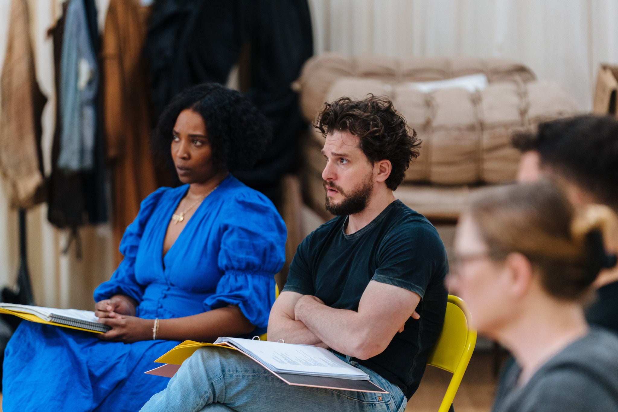 Olivia Washington and Kit Harington rehearse for London performance of 'Slave Play'